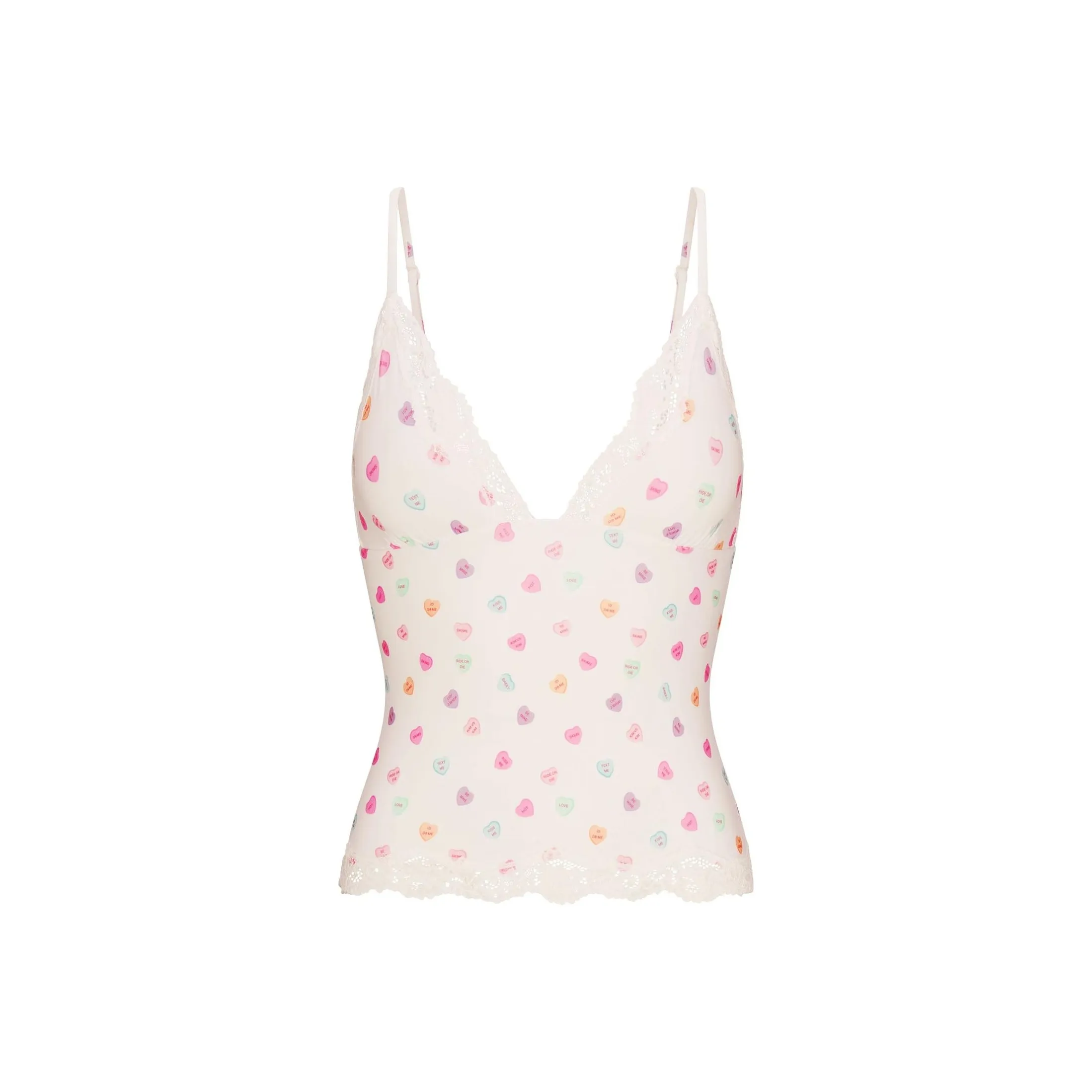 SKIMS Valentine's Day Collection SS25 Подходит для всех Кружево Треугольник CAMI Майка с бретелями Женская