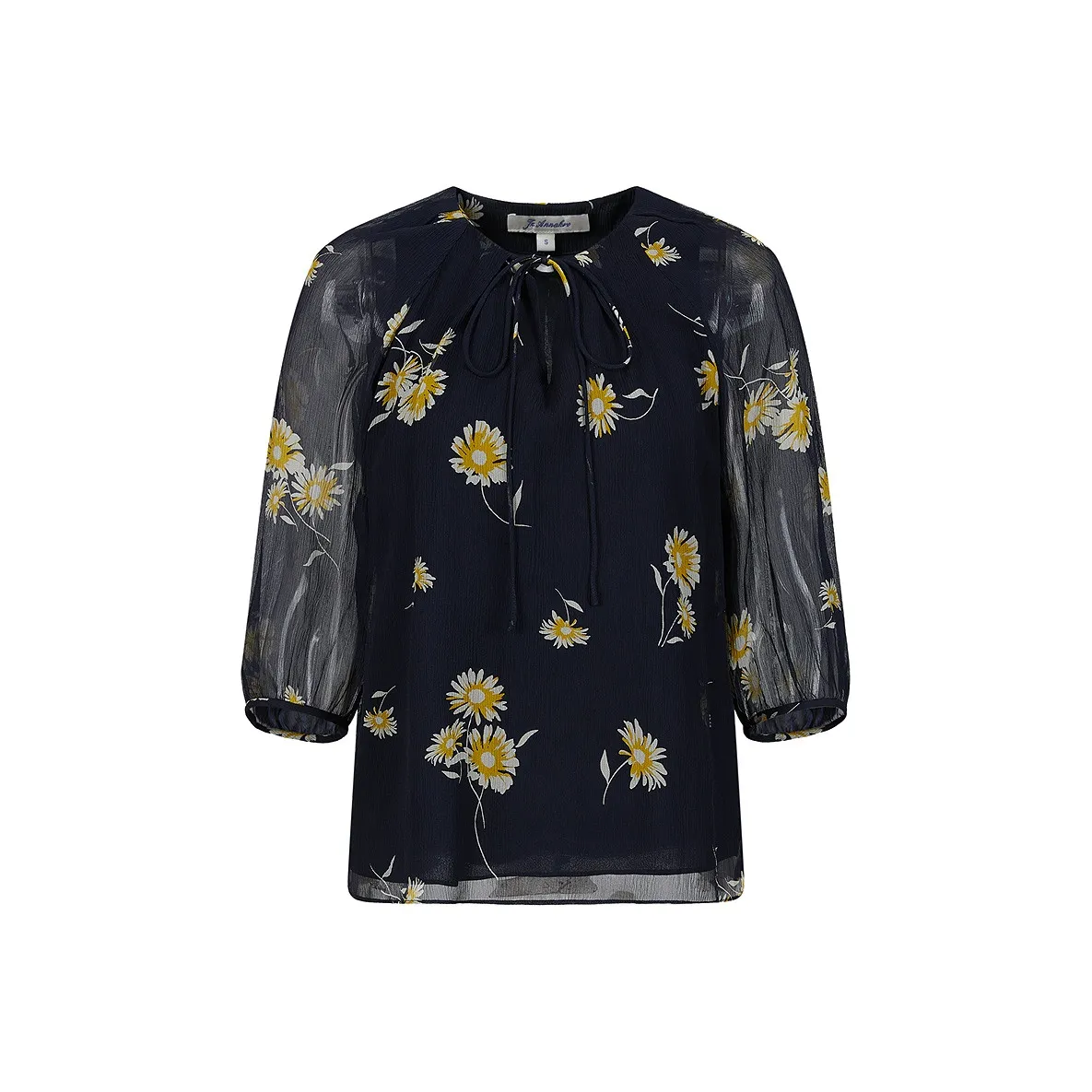 JZ. ANNAKRO Шифон Рубашка Женская Цветочный Темно-Синий