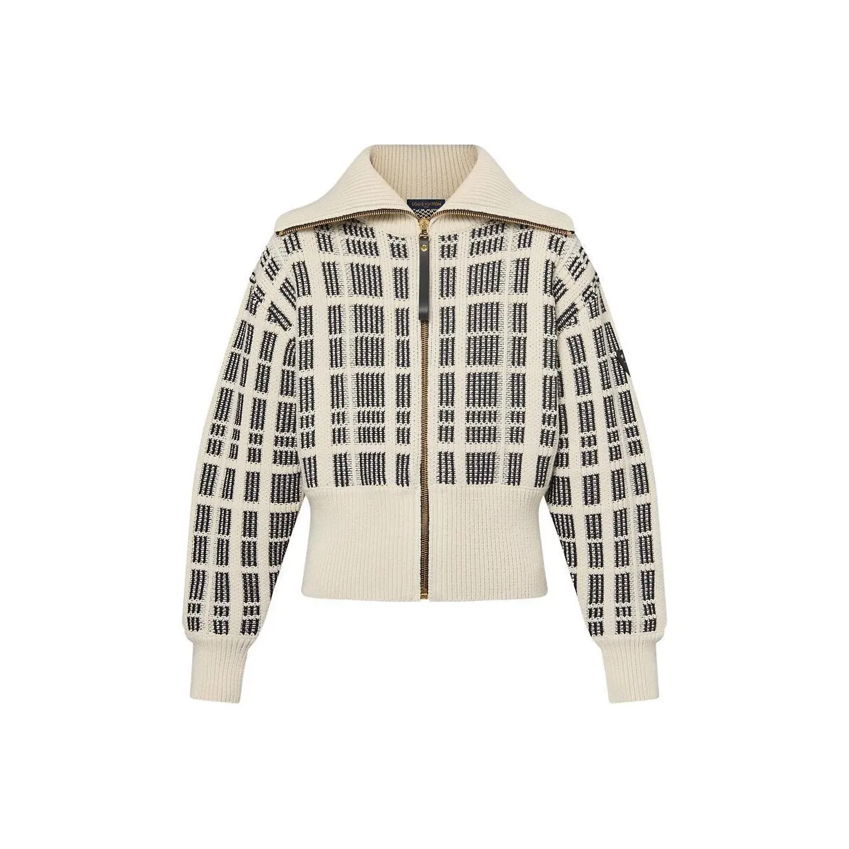 LOUIS VUITTON Graphic Tweed Knit Zip Up Jacket
