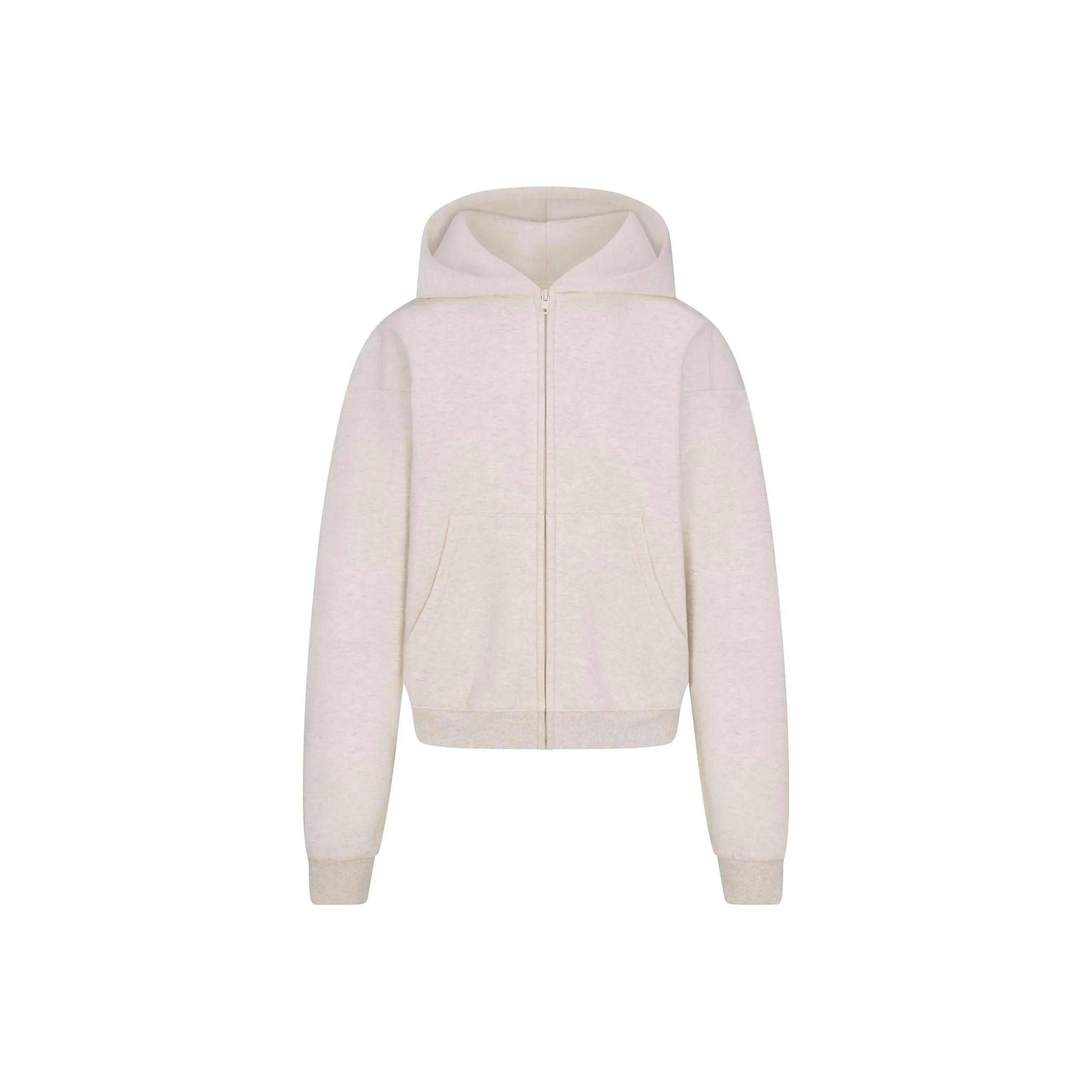 SKIMS Fake Day Collection FW24 COTTON FLEECE CLASSIC ZIP UP HOODIE Sweatshirt Women's Heather Oatmeal/Sage Oatmeal Bars
