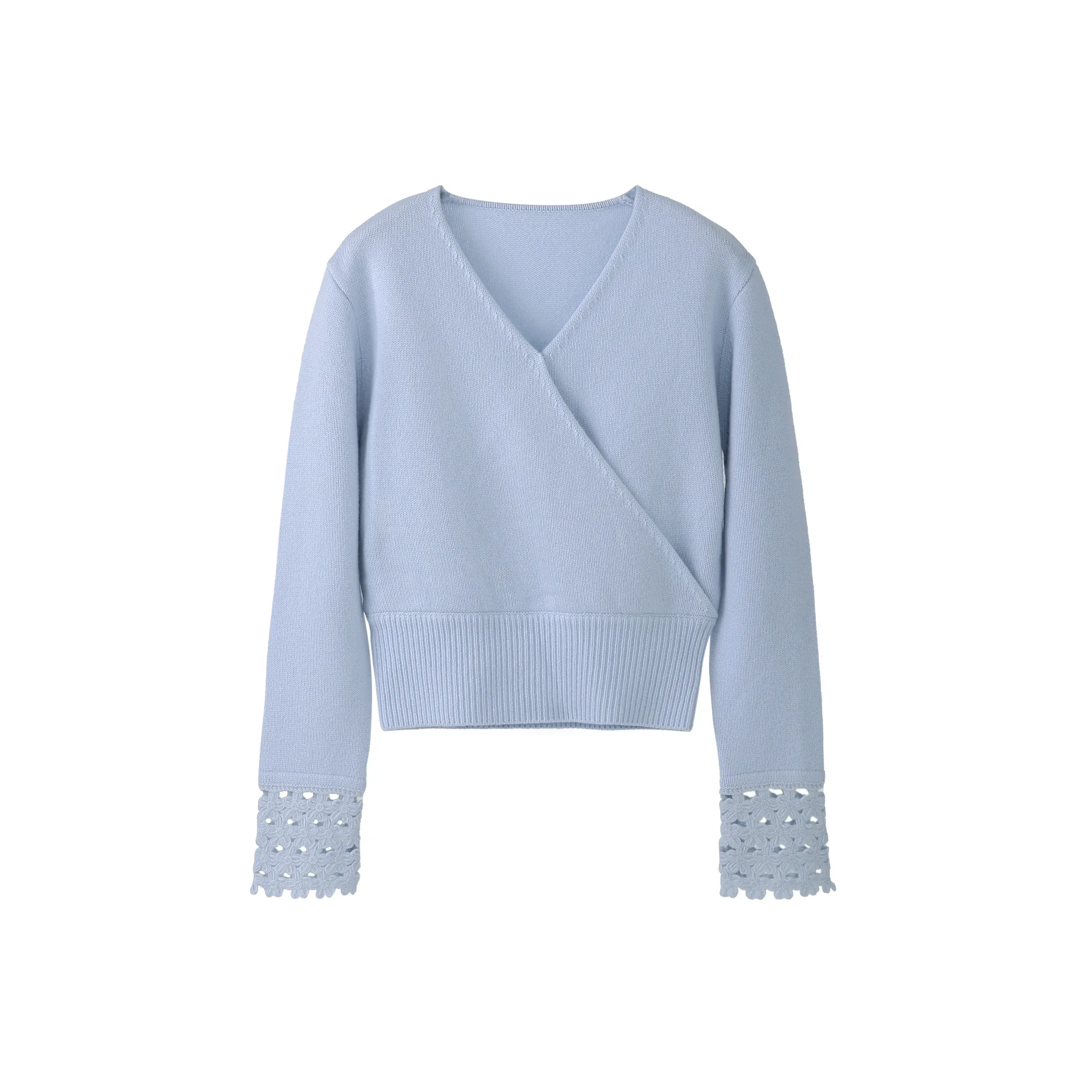 Fstudio Корейский стиль Дизайн Трикотажная ткань Топ Осенний и Зимний V-образный вырез 100% шерсть Свитера Женские