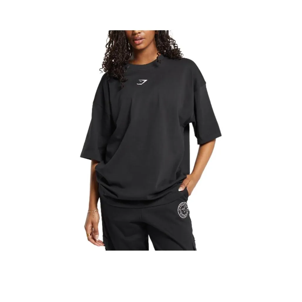 GYMSHARK Т-рубашка с оборванным рукавом женская черная