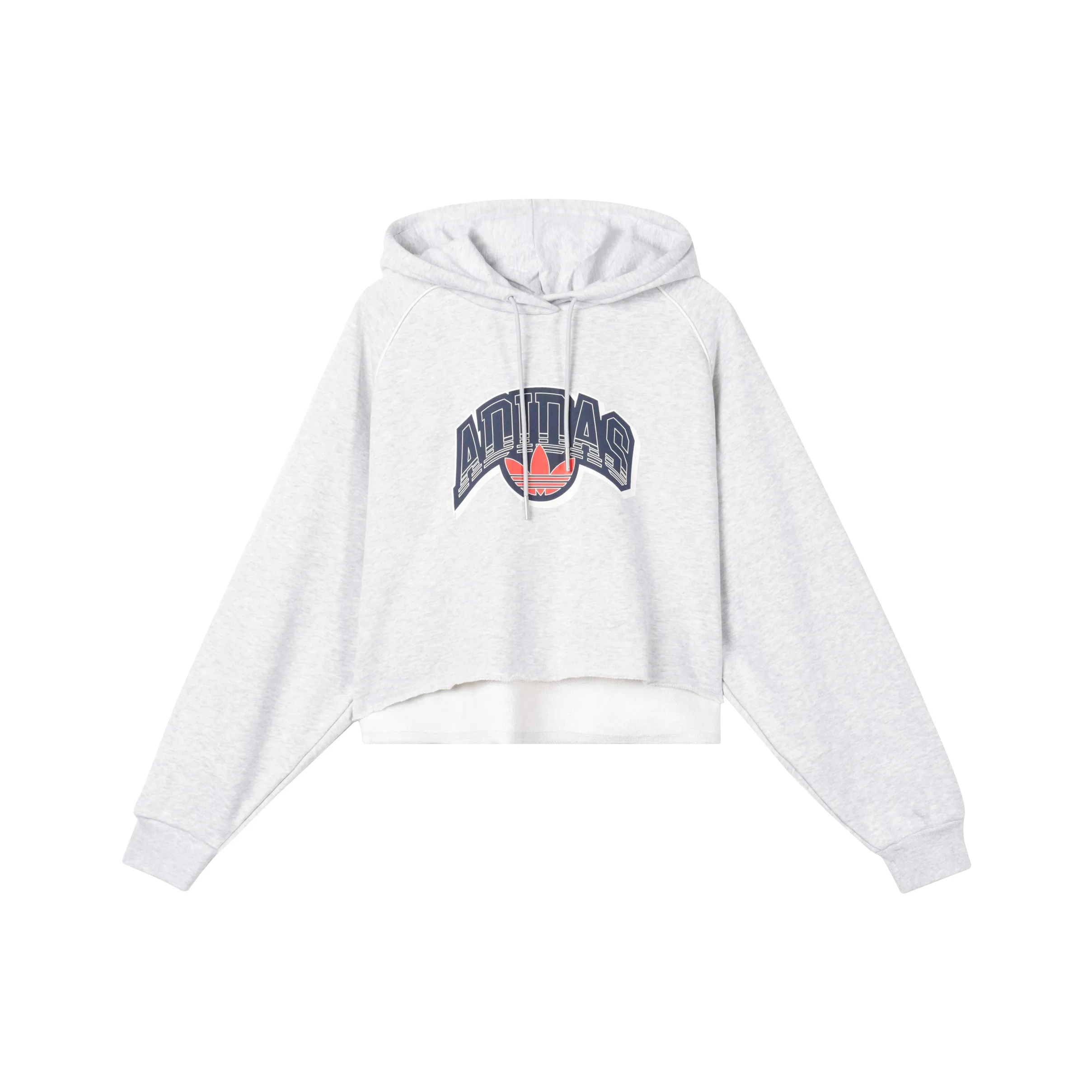 Adidas Originals Cropped Hoodie Sweatshirt Women's Light Heather Gray