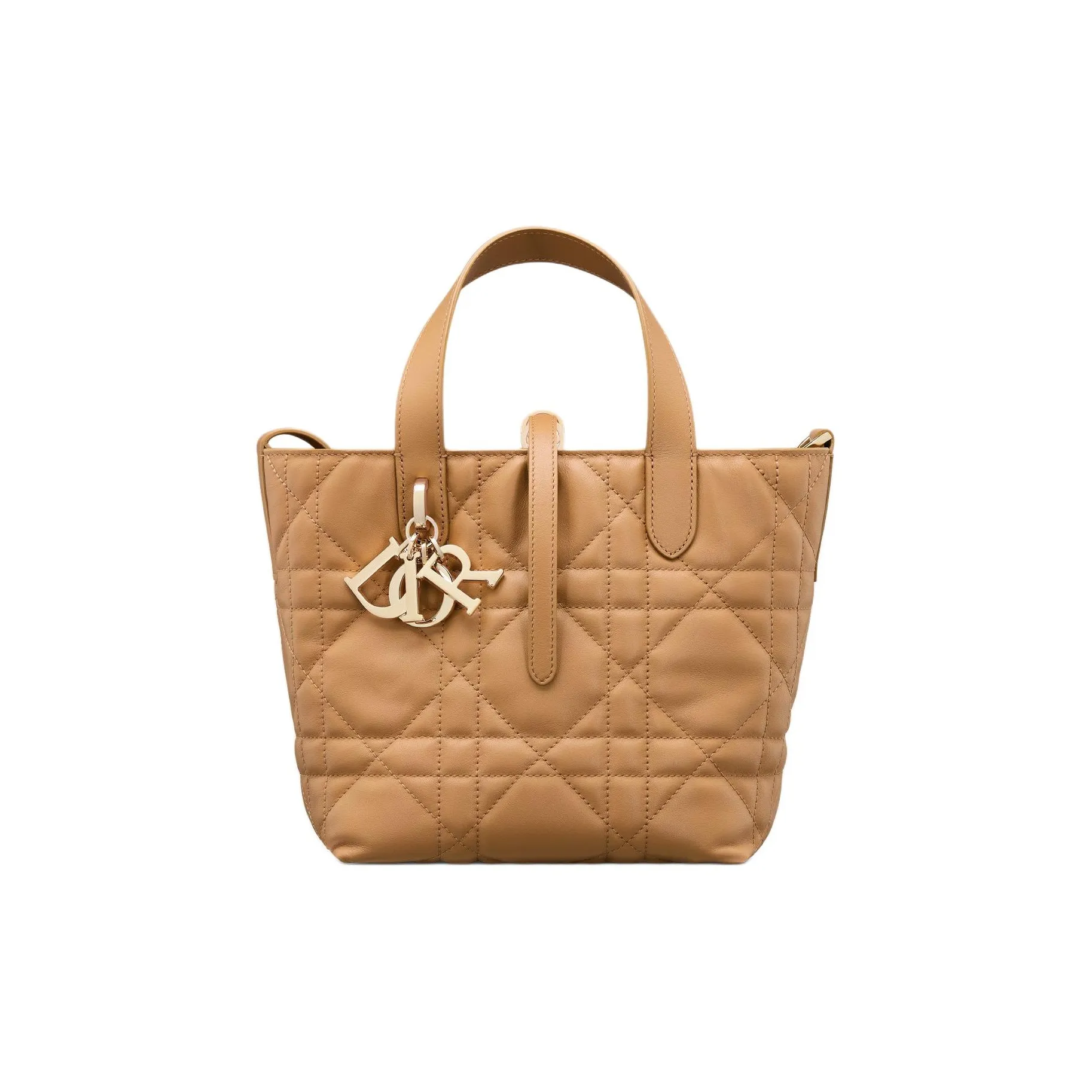 DIOR Toujours Cow Leather Native Bag, One Shoulder Handbag Trumpets Women's Light Gold