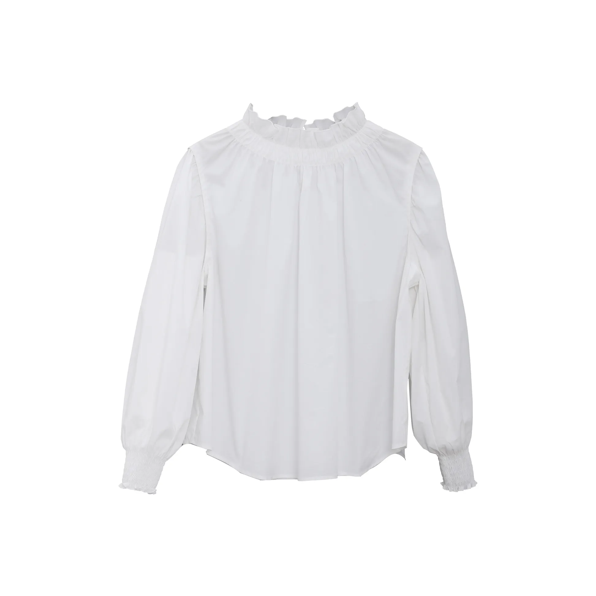 Fstudio Рюш Маленький Кружевная отделка Рубашка Женская Белая