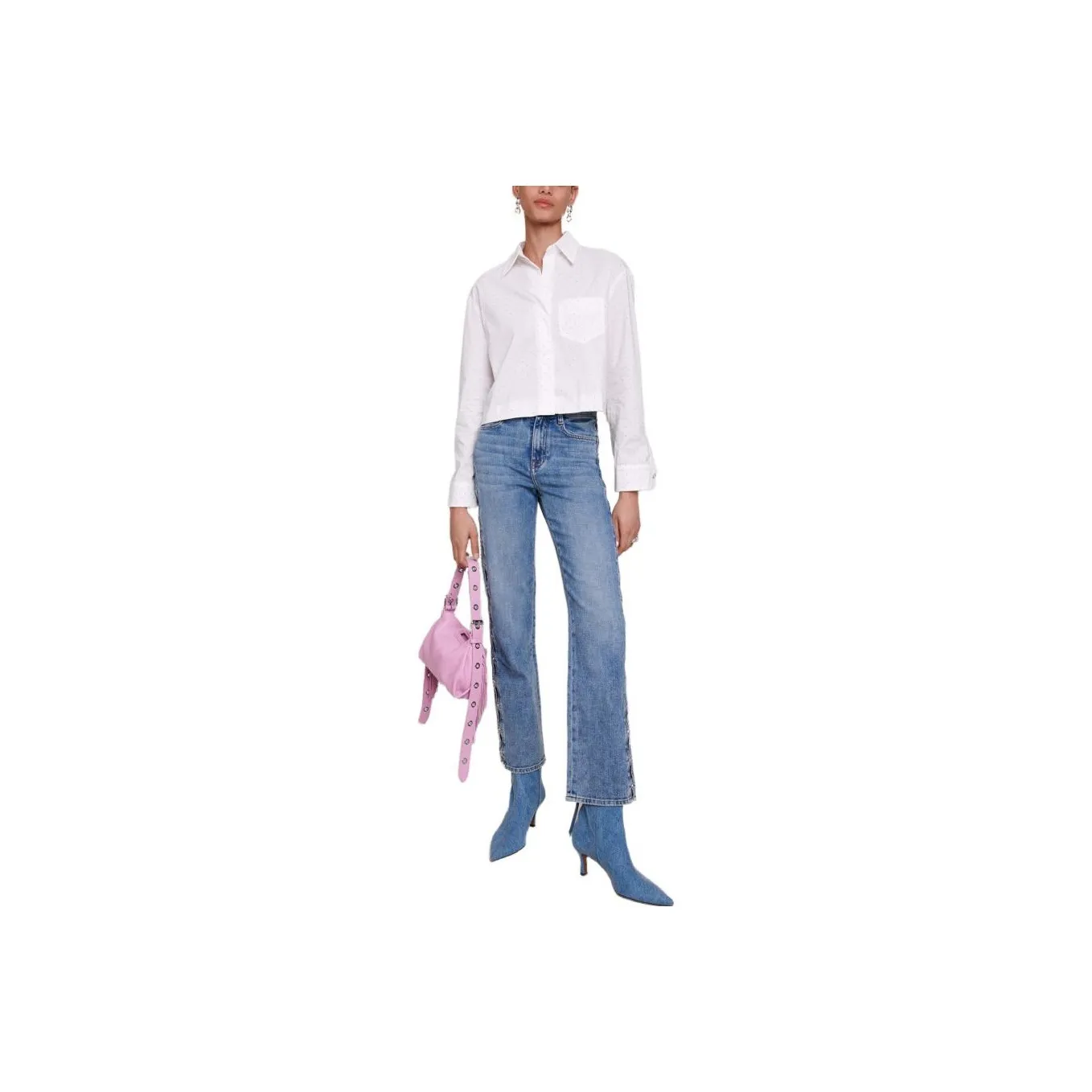 Maje Rhinestone-embellished Cropped Shirt