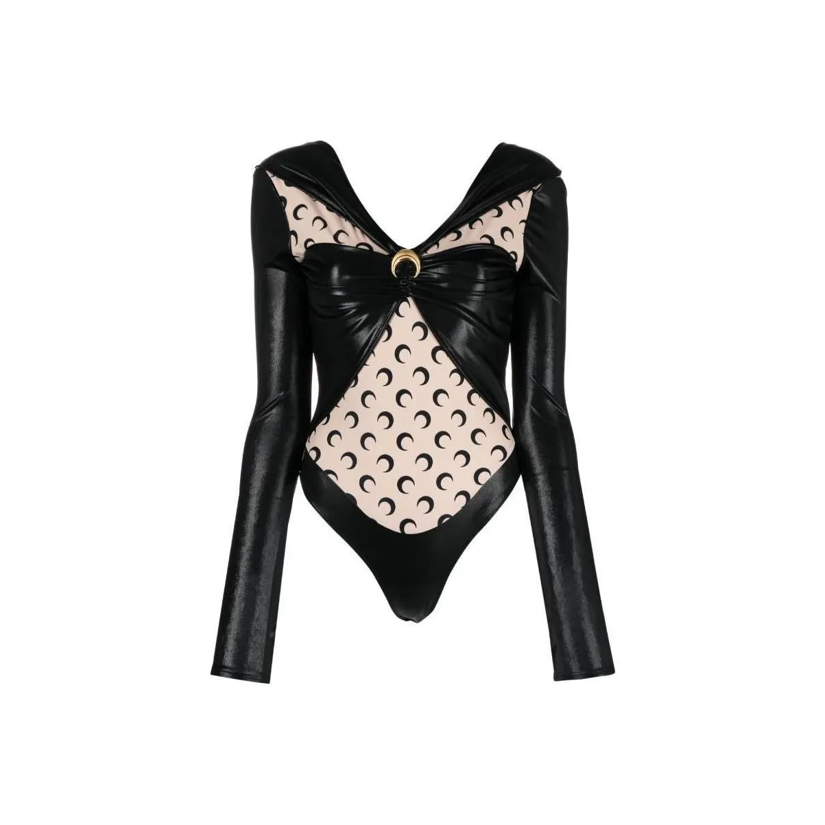 Marine Serre Crescent Moon Print Panelled Draped Bodysuit