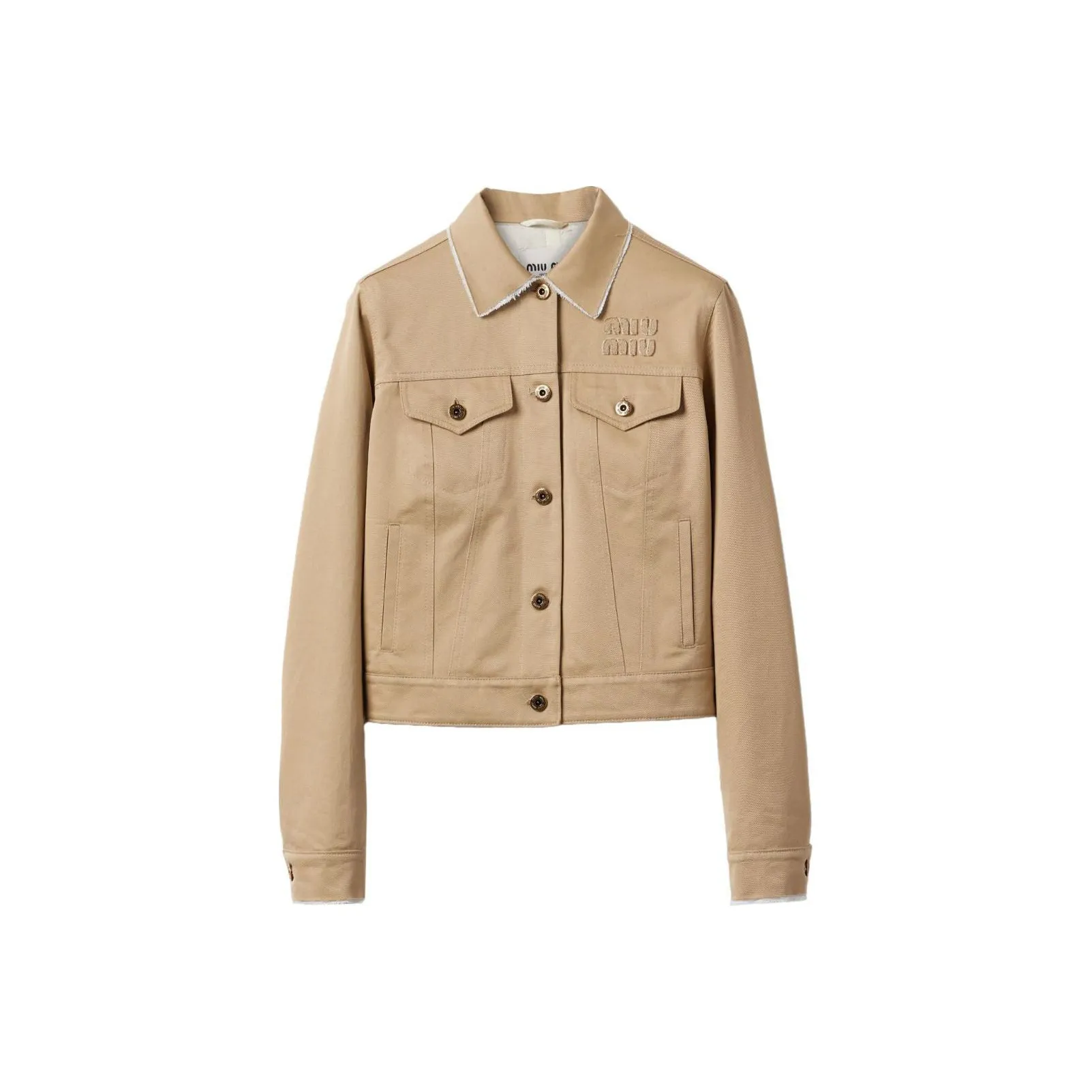 MIU MIU Logo embroidered Chino Cropped Jacket