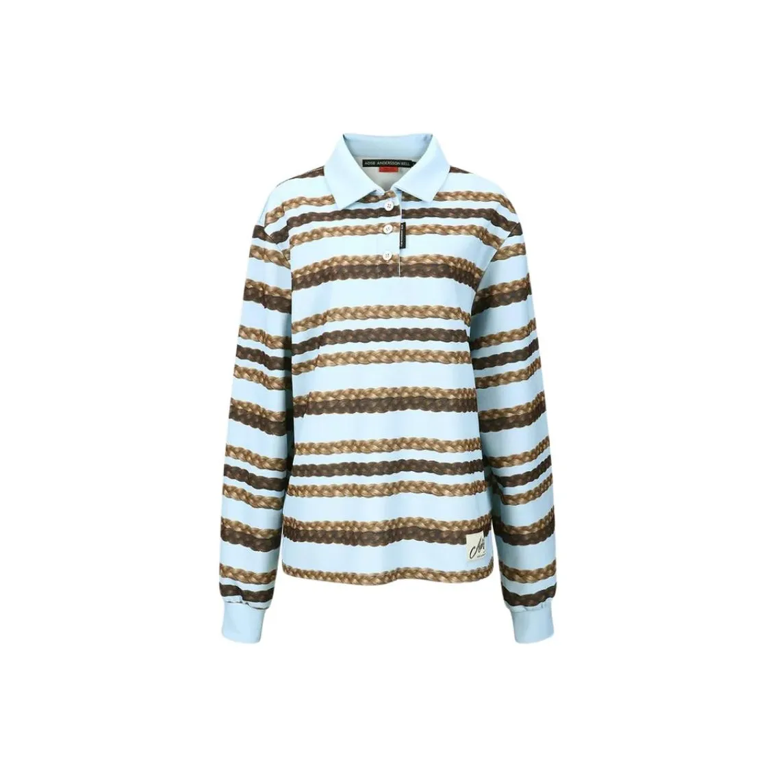 ANDERSSON BELL Hair Braid stripe Polo Top