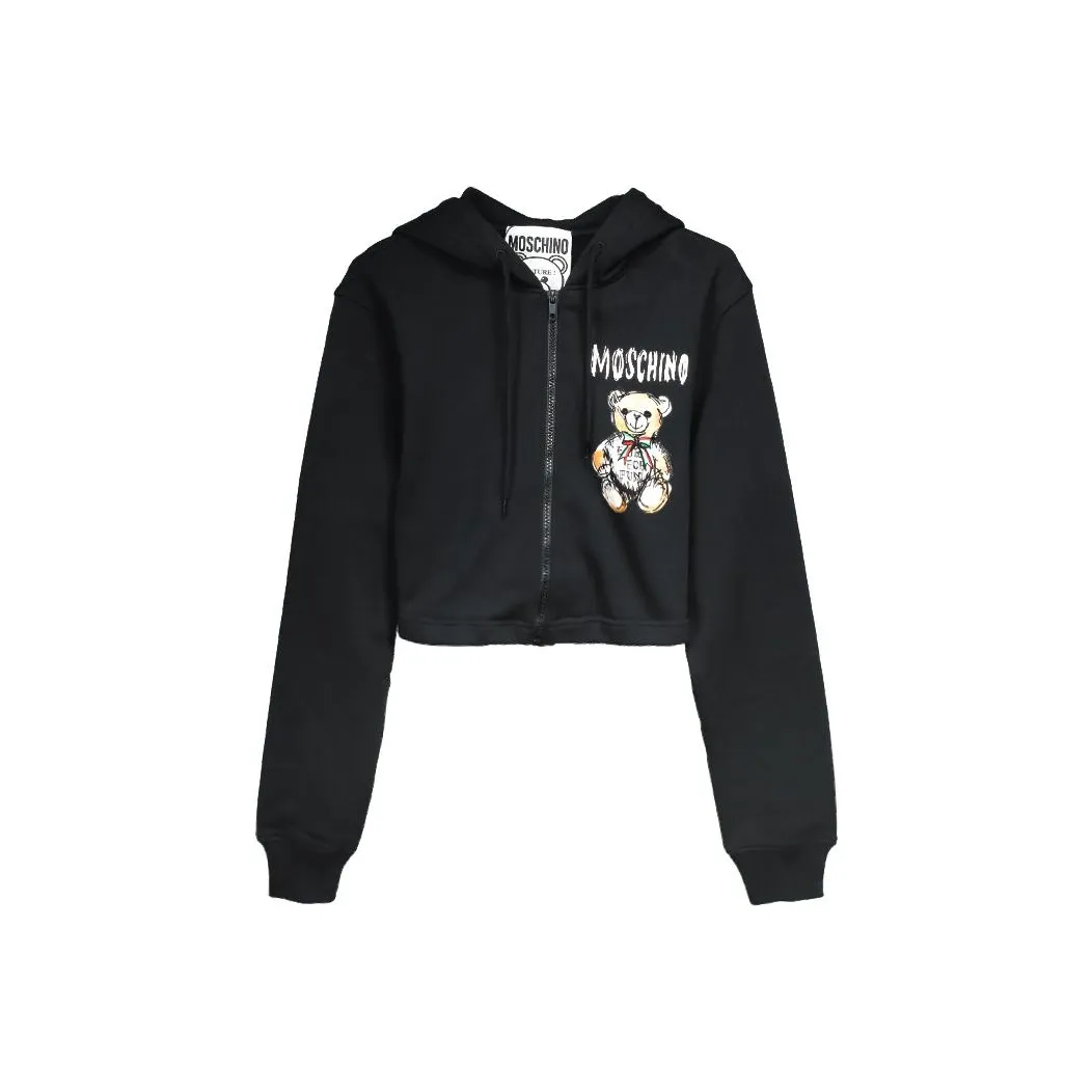 MOSCHINO Teddy Bear Logo Cropped Hoodie