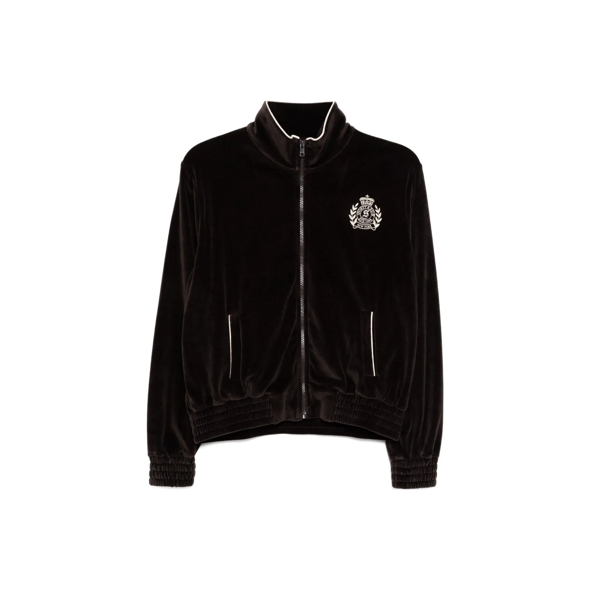 SPORTY & RICH Ny Crest Velour Track Jacket