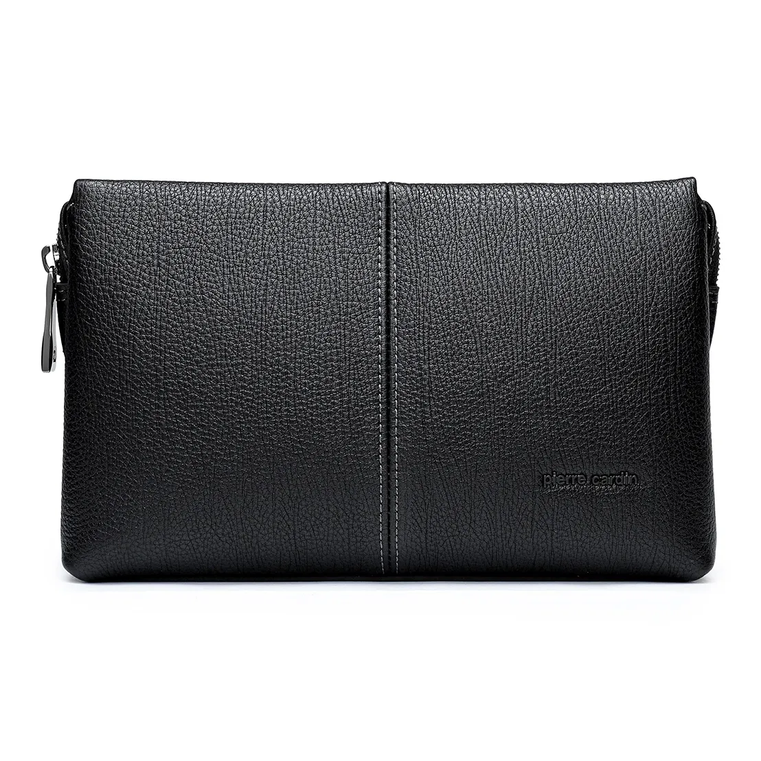 PIERRE CARDIN Клатч из крупнозернистой текстуры коровьей кожи мужской черный