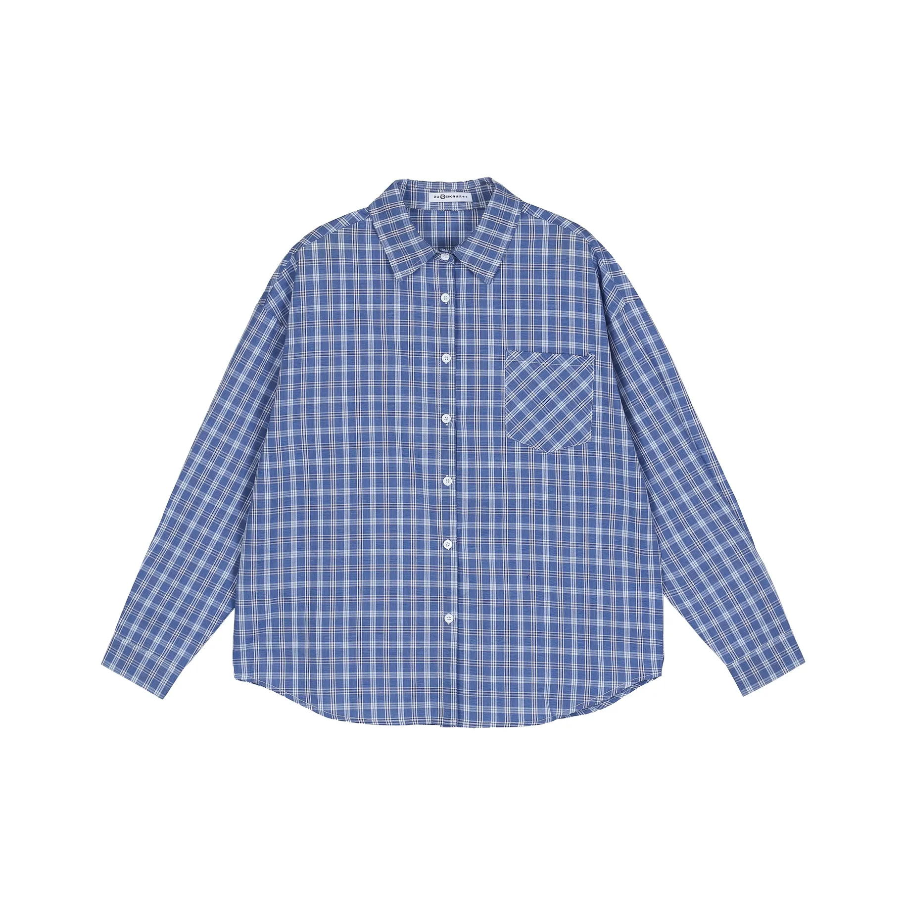 ZUOBEIKA Shirt Unisex Blue Plaid