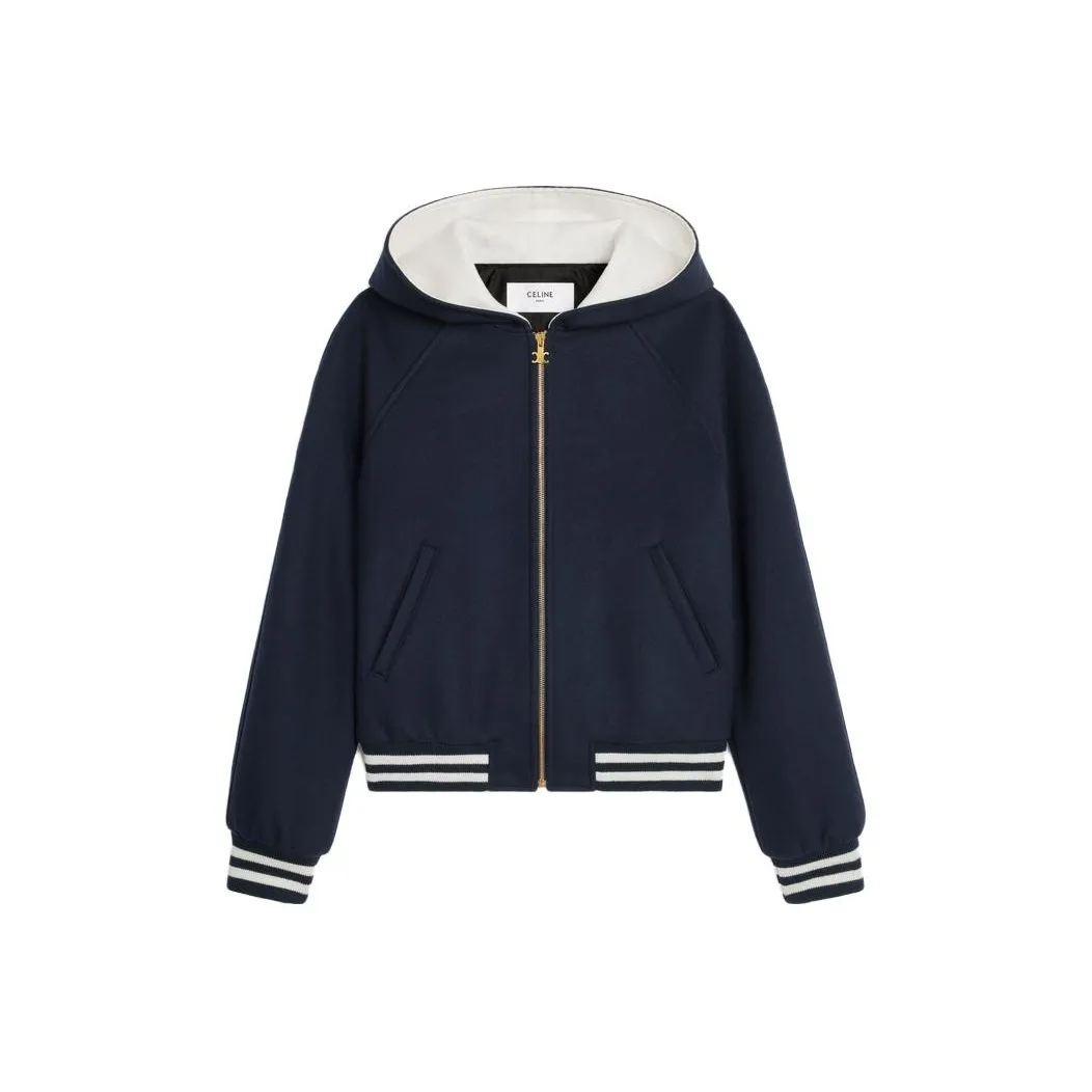 CELINE Hooded Teddy Jacket In Double Face Cashmere