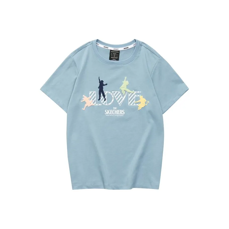 Skechers Funny Monster Стандартная T-рубашка Женская Ashley Blue