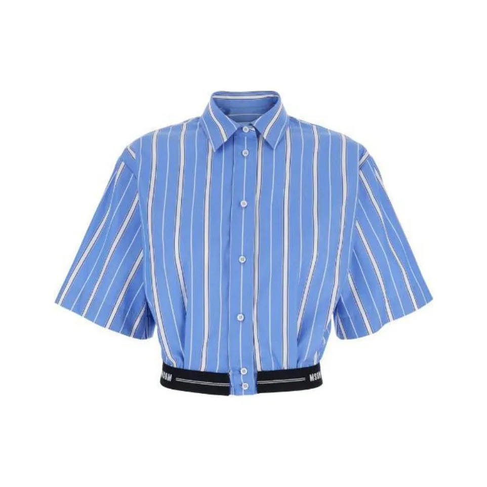 MSGM Striped Cropped Shirt