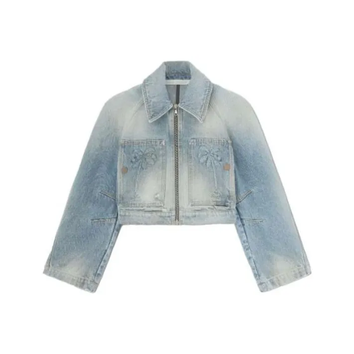 PALM ANGELS Paris Cropped Denim Jacket