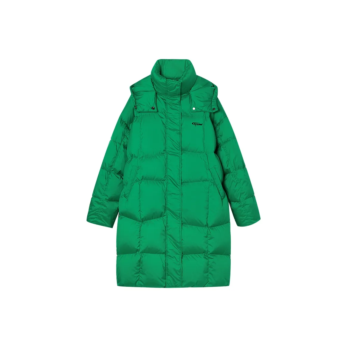 I'M ONE Solid Color Detachable Hood Stand Collar Fitted Mid Length Down Jacket Unisex