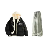 블랙+옐로우 머드 기모 바지