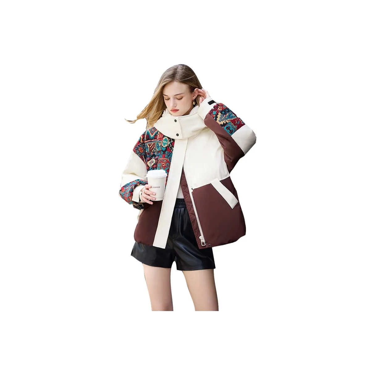 TOUCH Пуховик Женский Бежевый и Бордовый