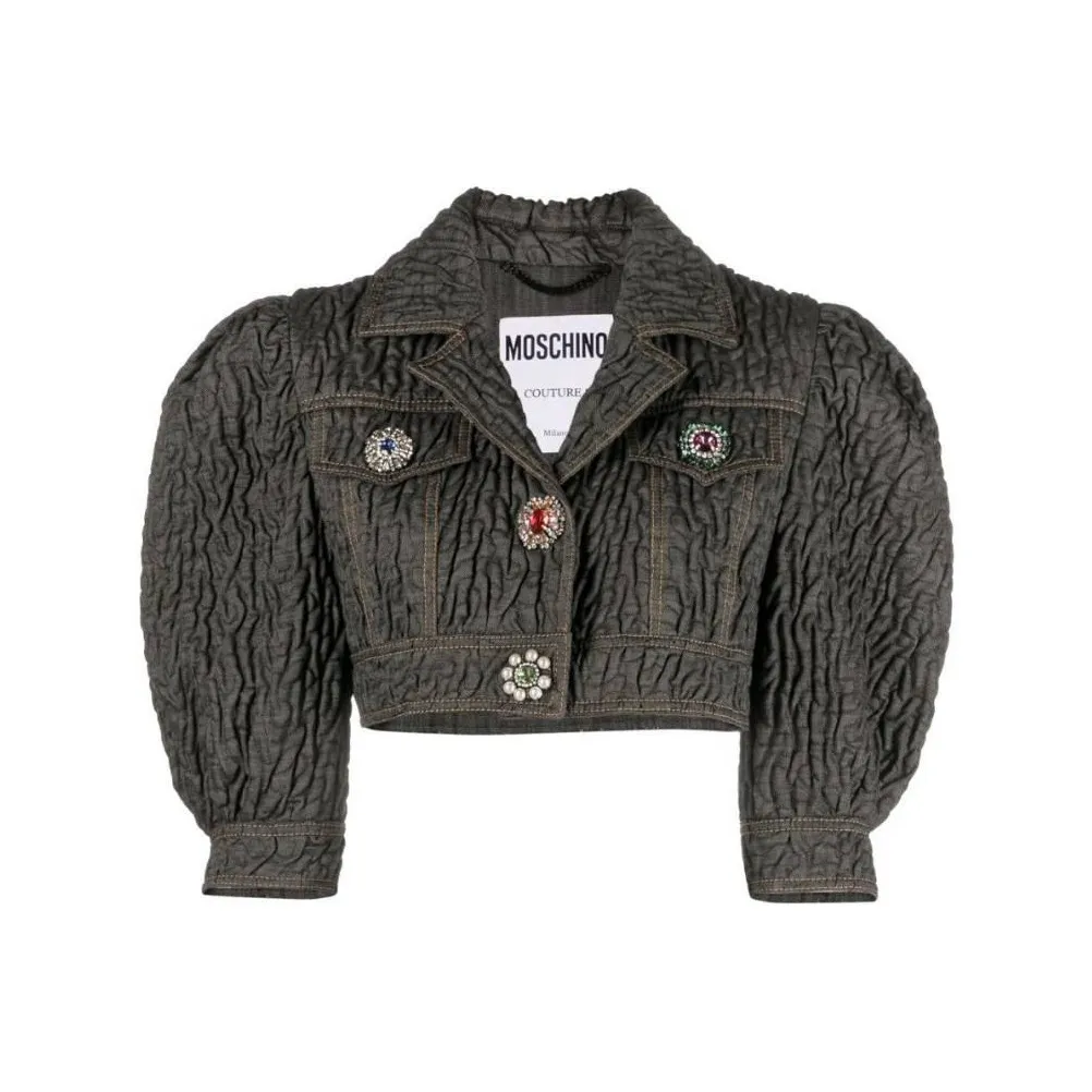 MOSCHINO Crystal embellished Butted Cropped Jacket