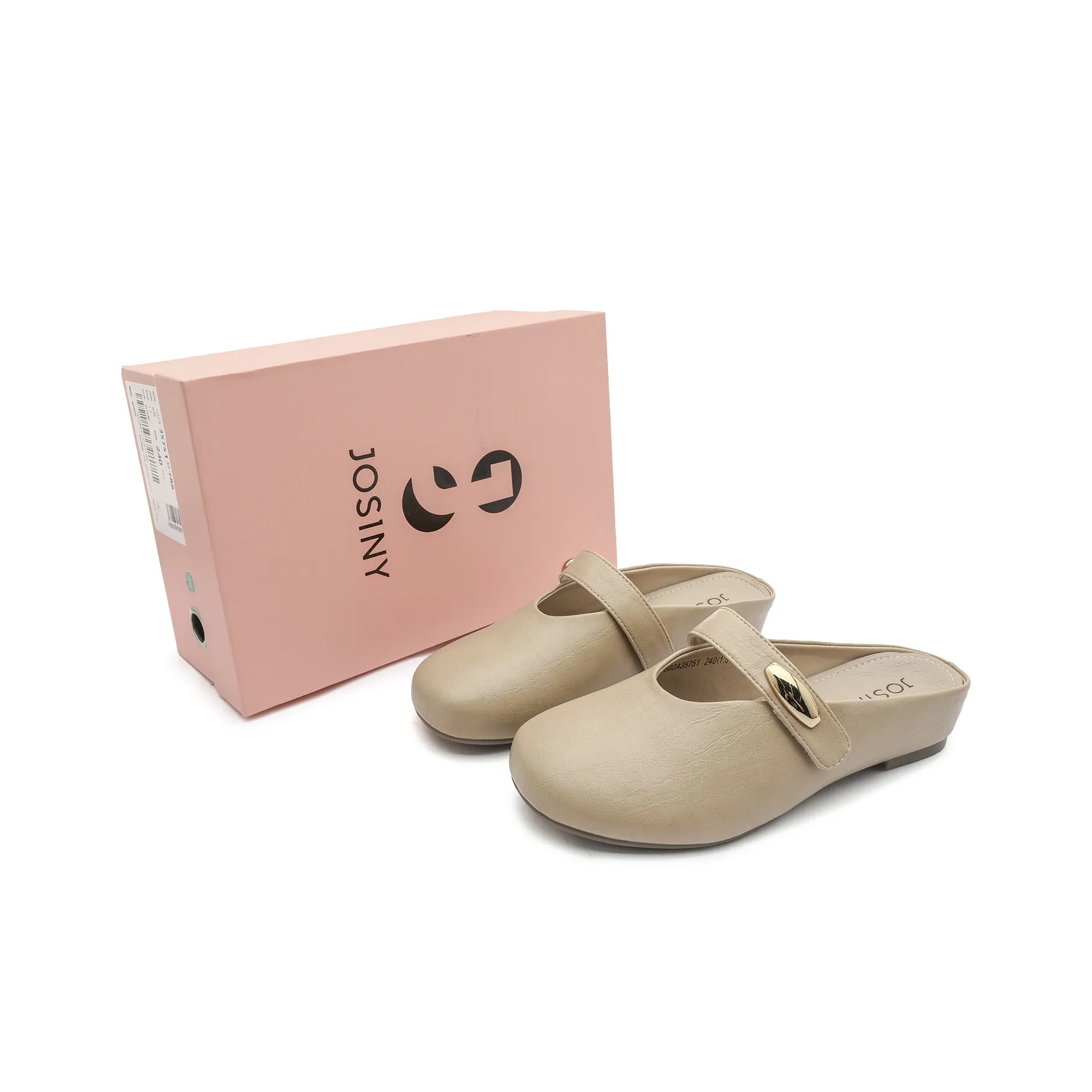 JOSINY Leather Patchwork Abrasion Resistant Slip Resistant Quick Dry Wrap toe Slippers Women's Khaki