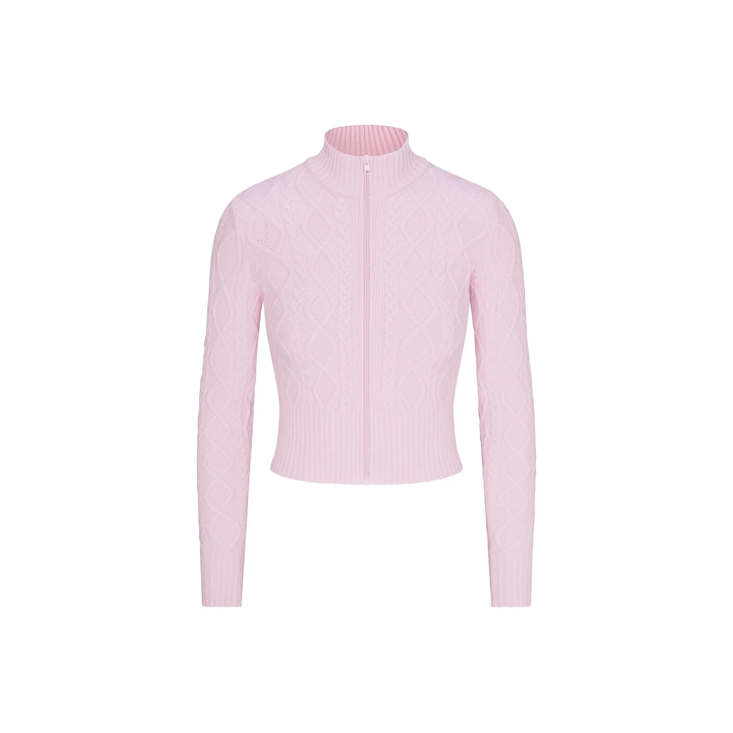 SKIMS FW24 WINTER WARM Коллекция Свитер KNIT ZIP UP Трикотаж Женские Детский розовый Светло-розовый