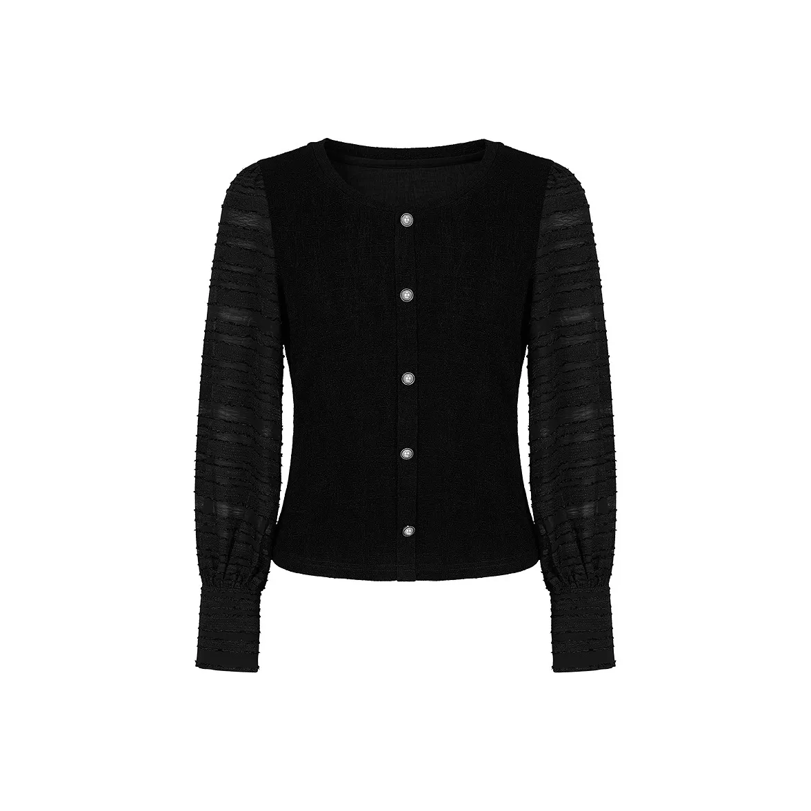 JZ. ANNAKRO Шифон Рубашка Женская Без рисунка Черная