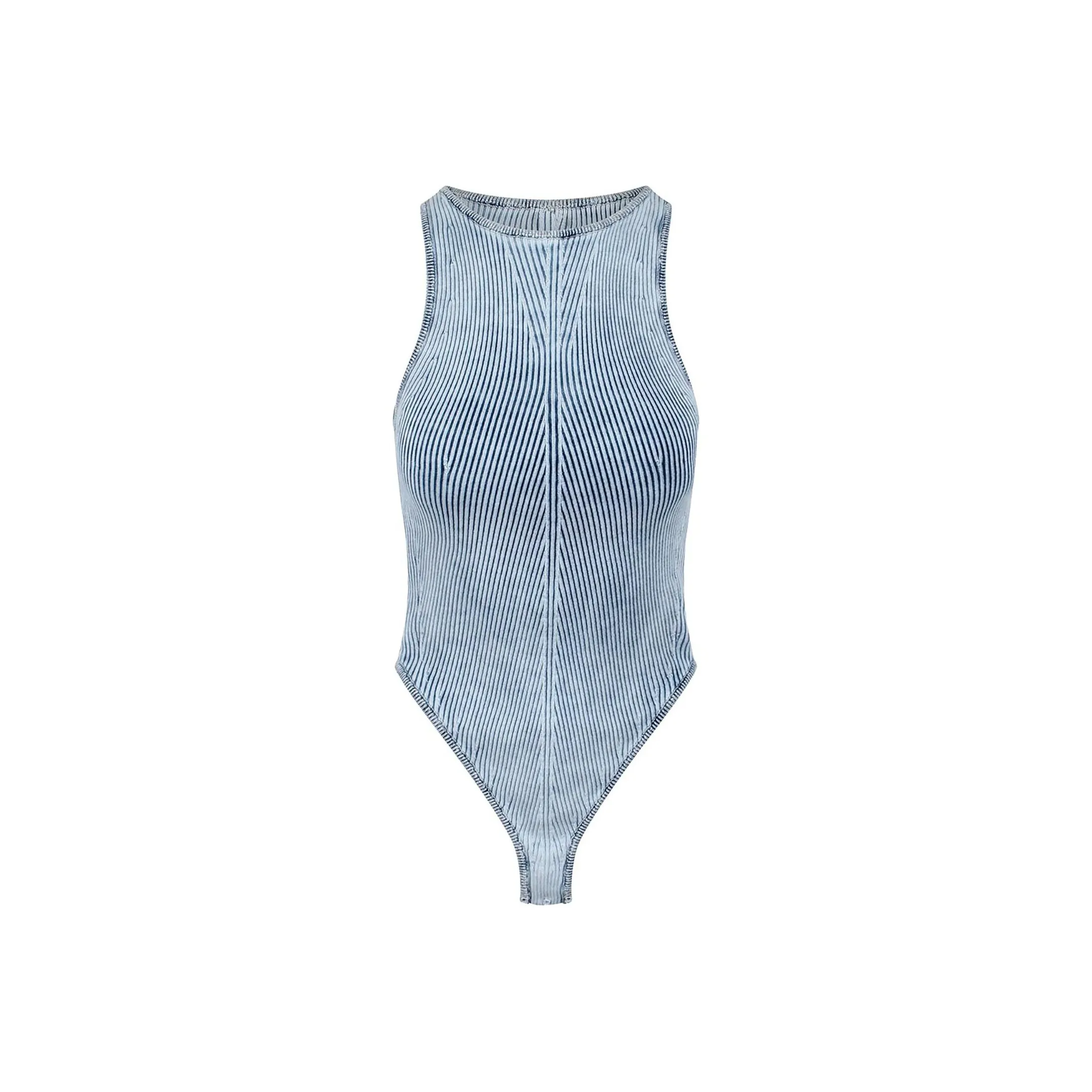 DIESEL M-Tansy Sleeveless Crewneck Denim Bodysuit