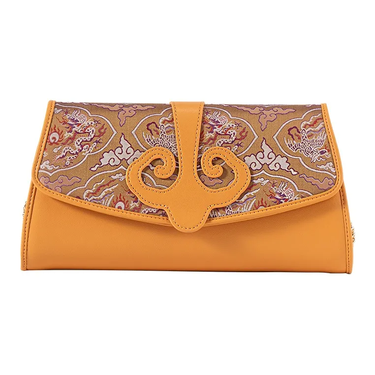 Shanghai Story Клатч из шелка тутового дерева женский солнечно-оранжевый