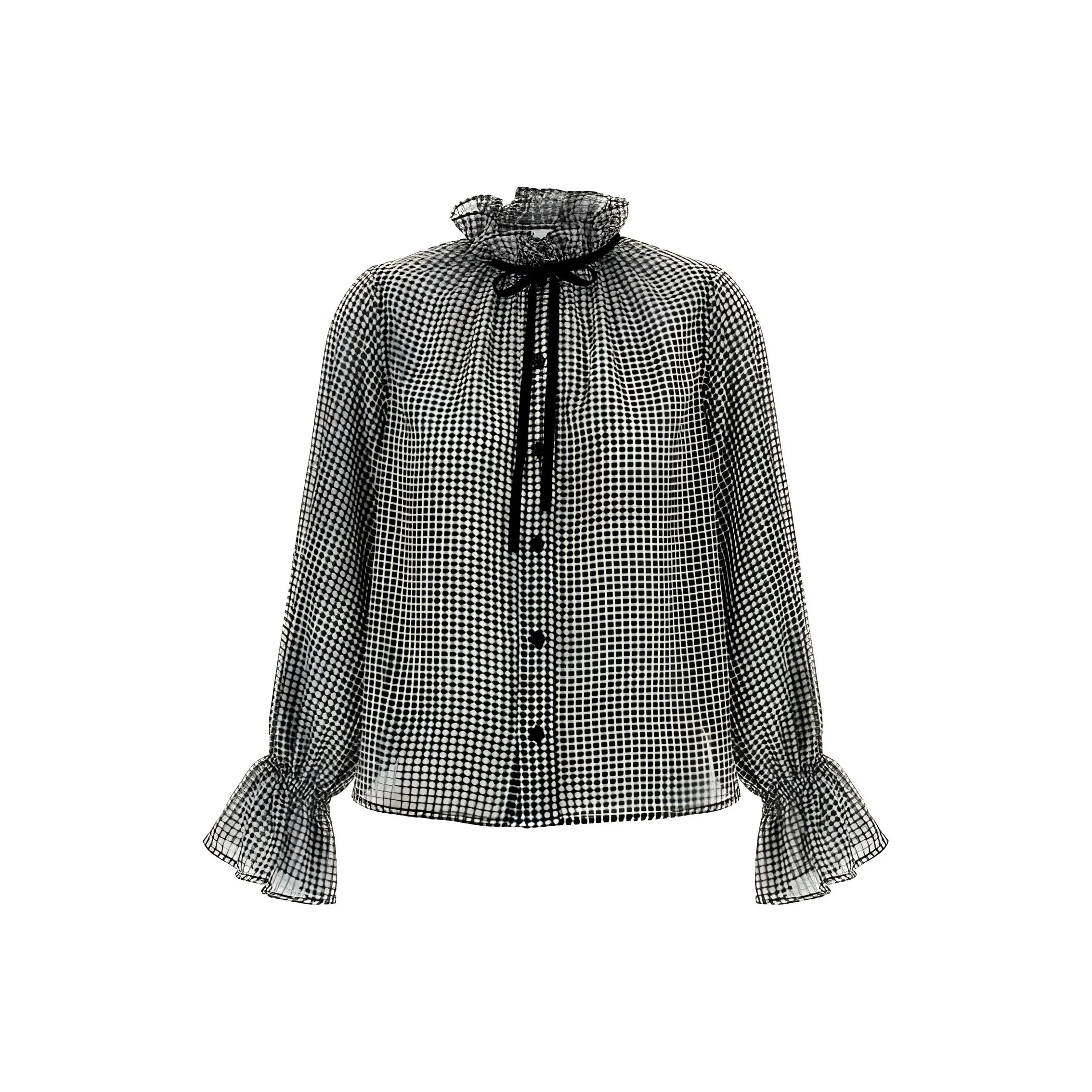 GANNI Checkered Pattern Button Up Shirt