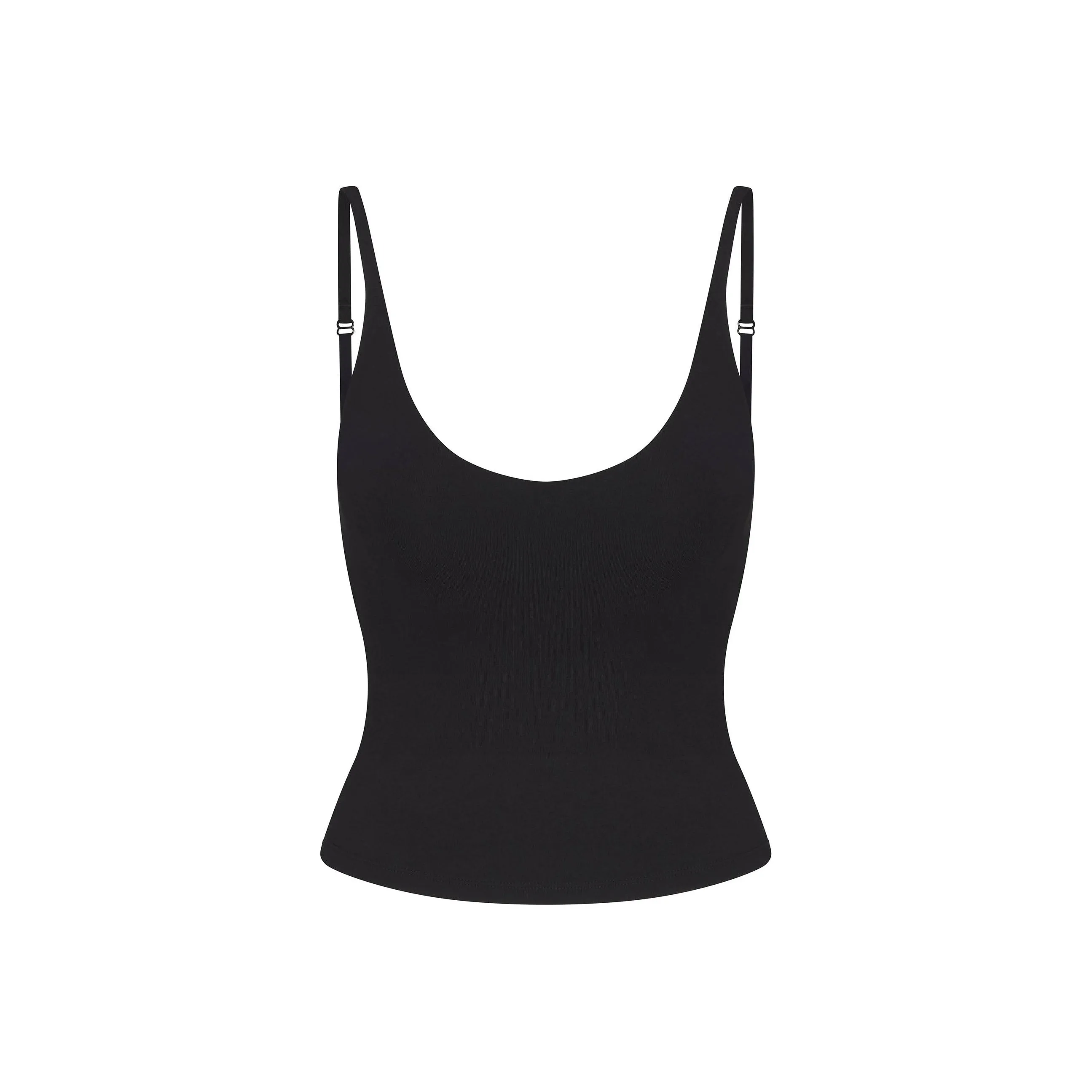 SKIMS SS25 SMOOTH LAYERS SCOOP Топ с вырезом V на бретелях Женский OBSIDIAN Обсидиан