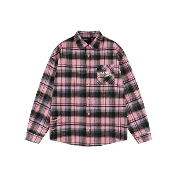 KING PRINCE Shirt Fashionable Design, Street Style Sweet And Spicy, Autumn Outing Women's Black Pink Plaid