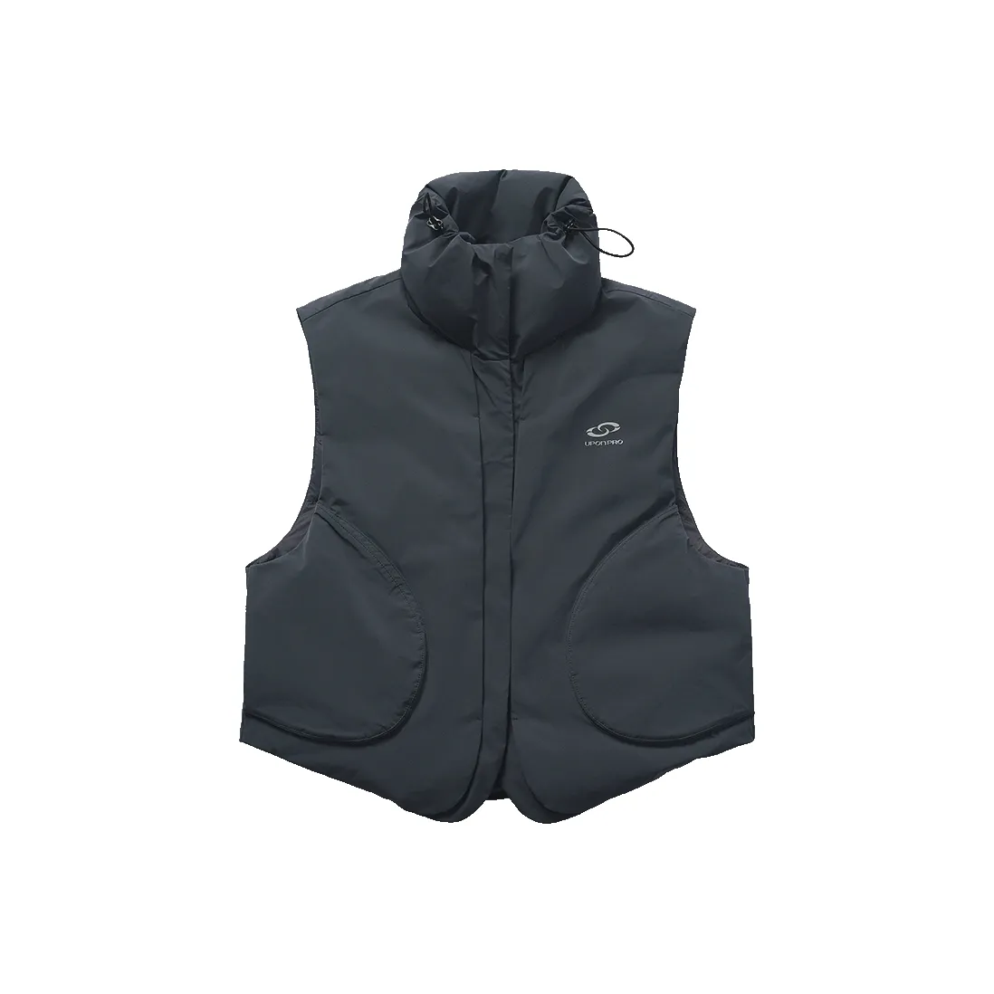 UPON PRO Outdoor Urban Techwear Curved Cut Stand Collar Protective Down Jacket Vest Women's Extreme Night Black
