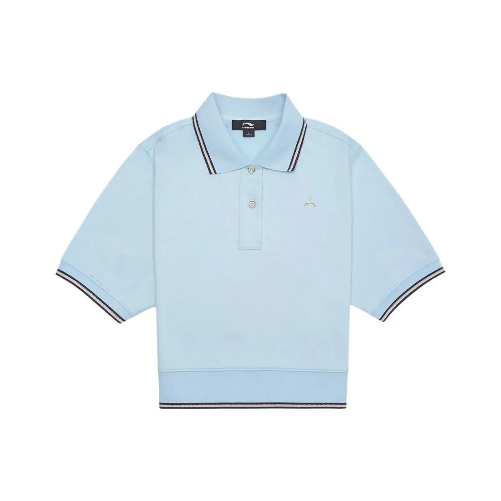 LI NING 1990 Polo Shirt Women's Light Umbilical Blue