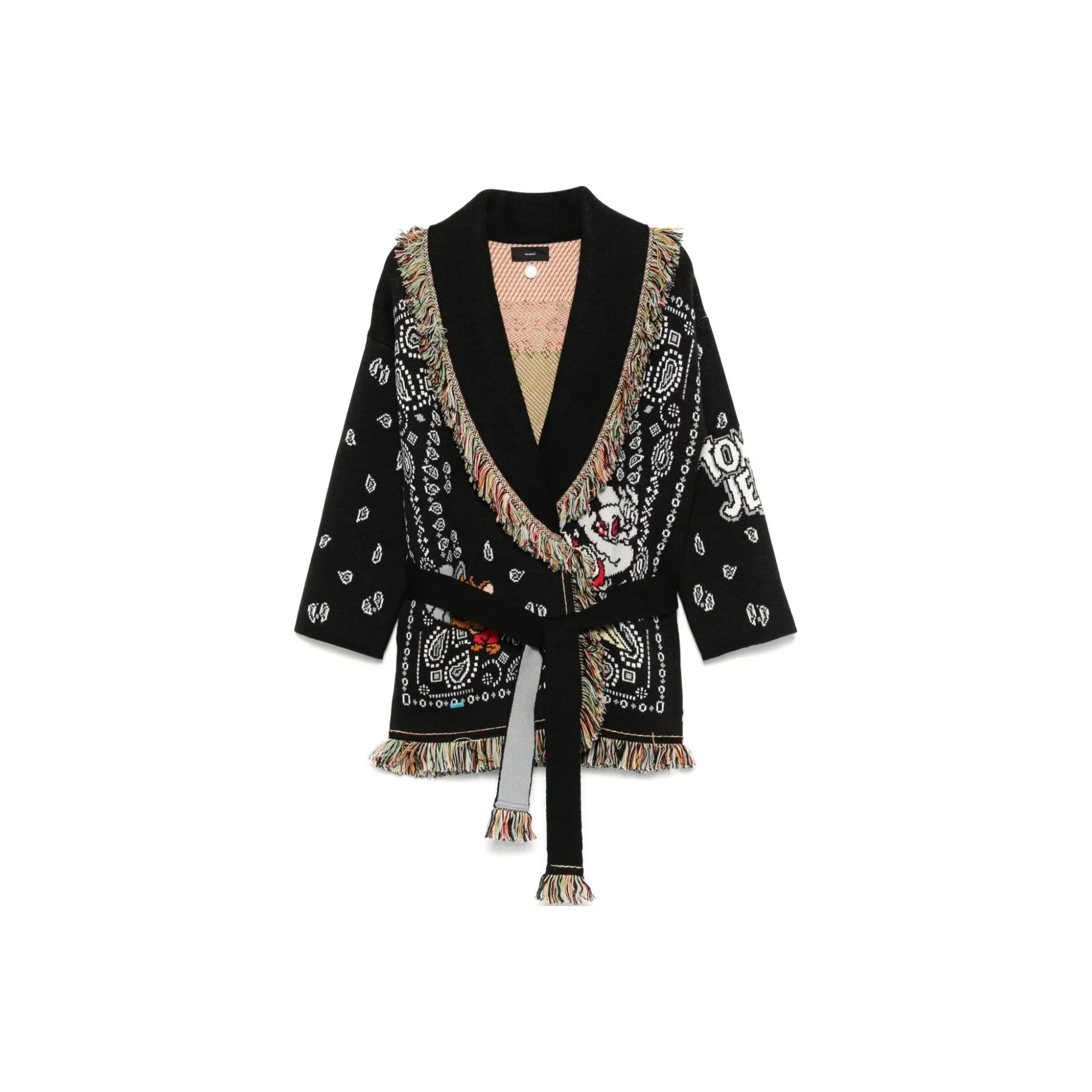 Alanui Graphic Intarsia Fringed Cardigan