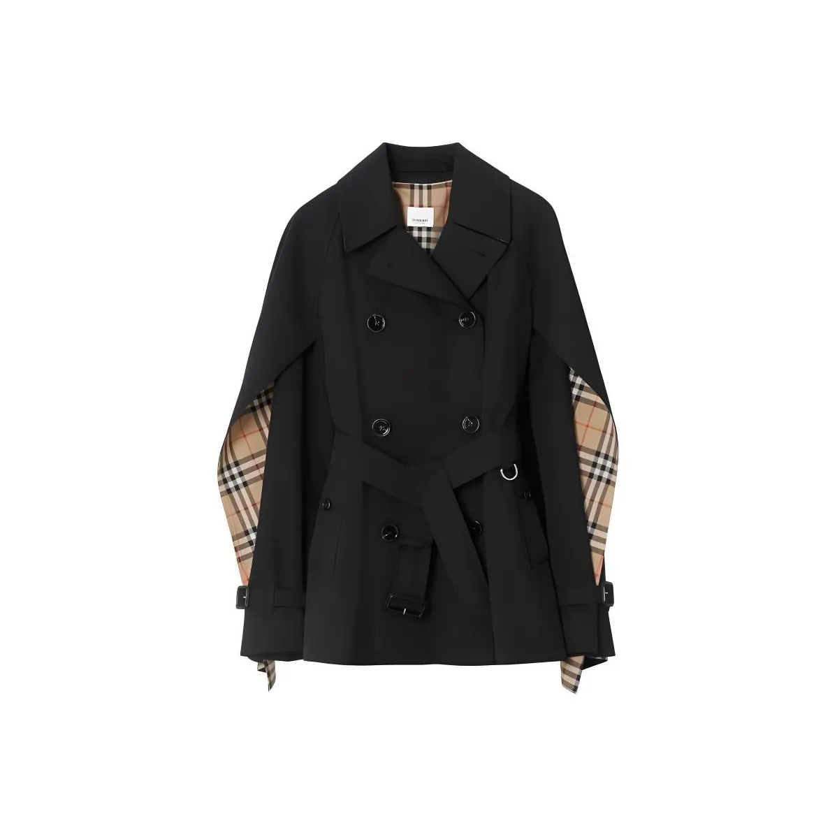 Burberry Cape Sleeve Cropped Belted Trench Coat