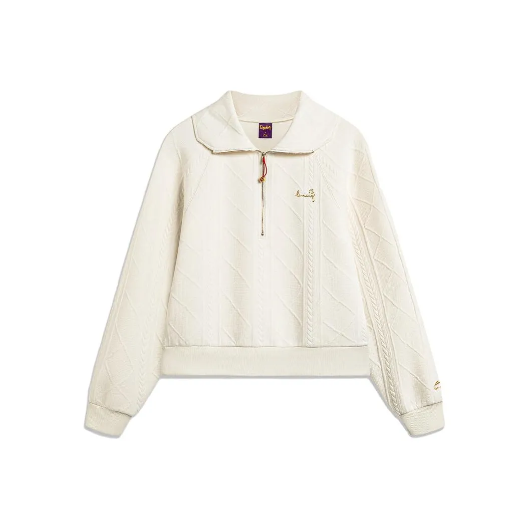 LiNing Sun Rising Gold Collection Sports Trendy Collection Sweatshirt Women's Ecru
