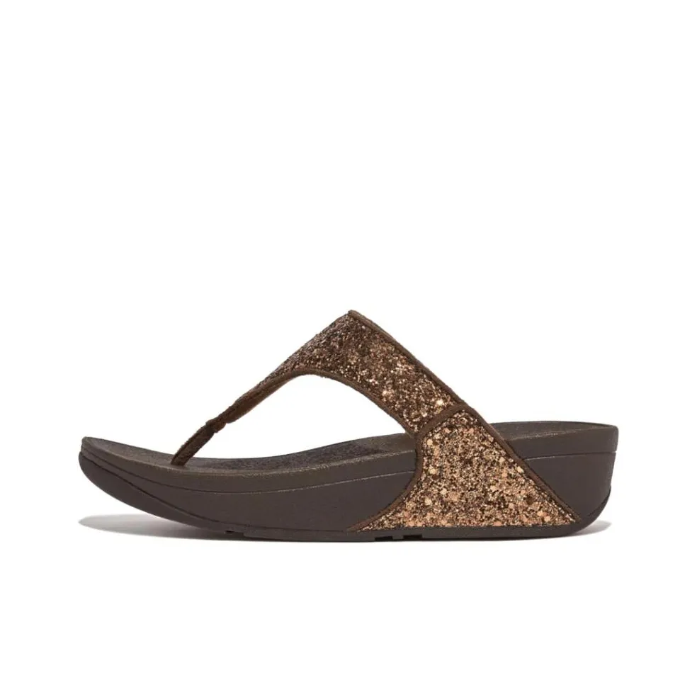 FITFLOP Rubber Sole Slip Resistant Flip Flops Women's Black Gold