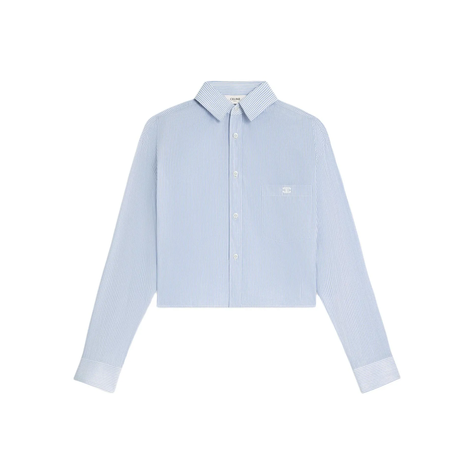 CELINE Striped Cropped Long Sleeved Shirt