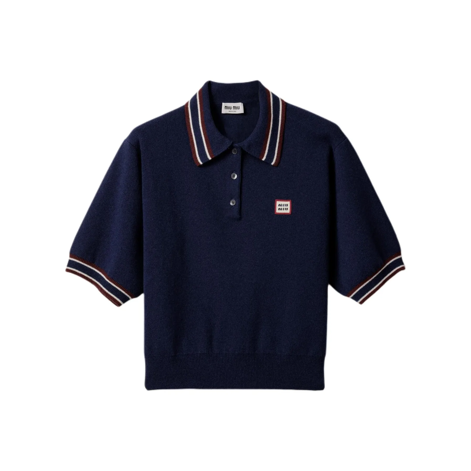 MIU MIU Wool And Cashmere Polo Sweater Navy