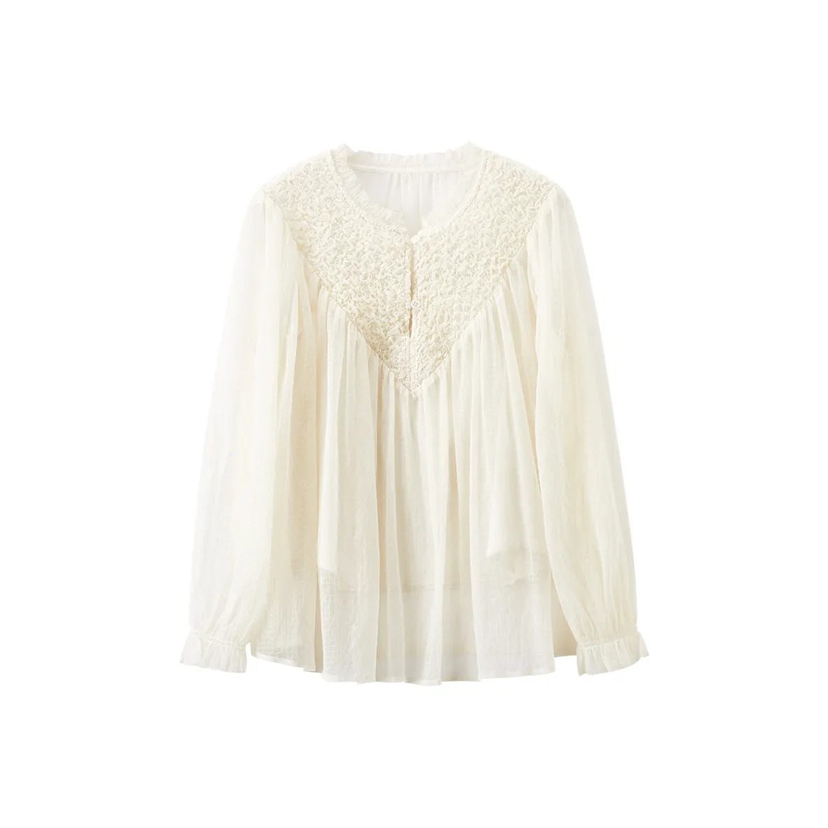 XIANGYING Шифон Рубашка Женская Бежевая