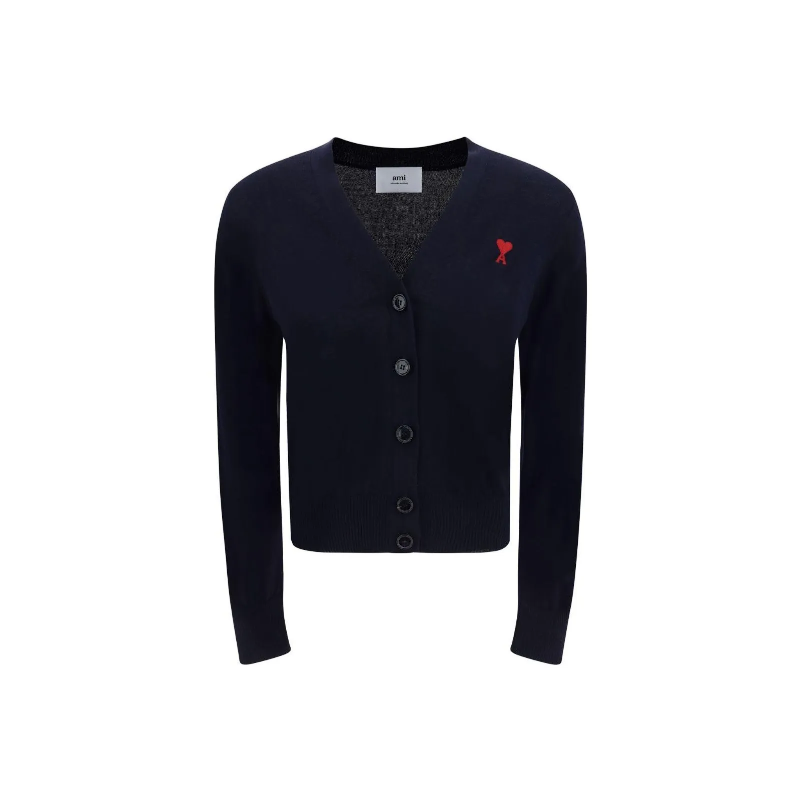 Ami Paris Logo embroidered Merino Wool Cardigan