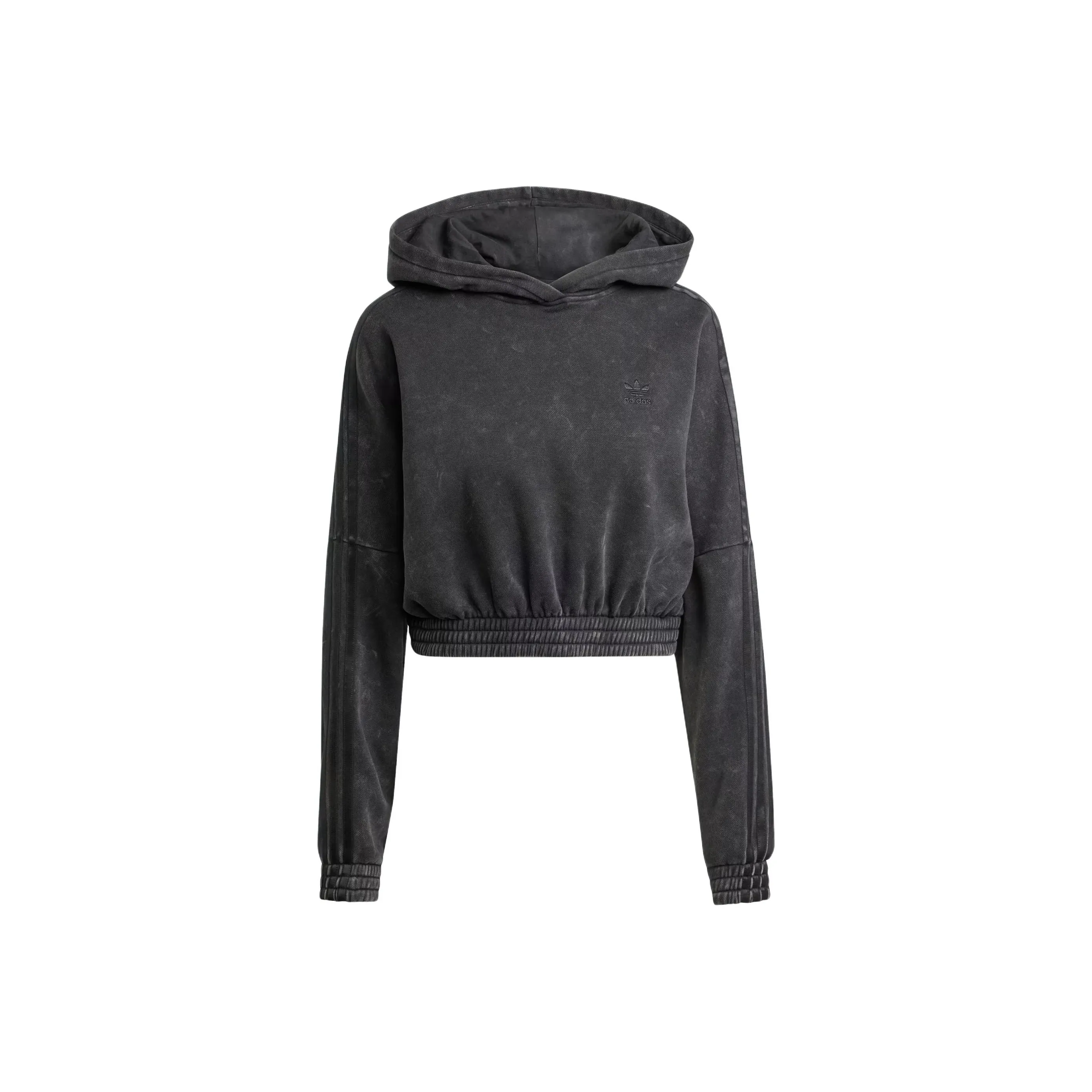 Adidas Washed Out Crop Oversized Zip Hoodie Black