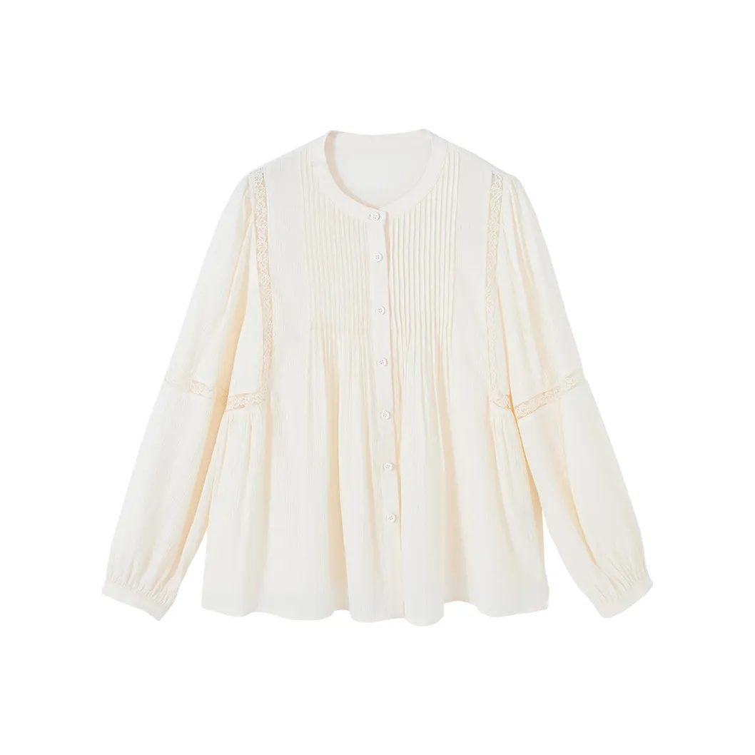 XIANGYING Длинный рукав рубашка женская бежевая