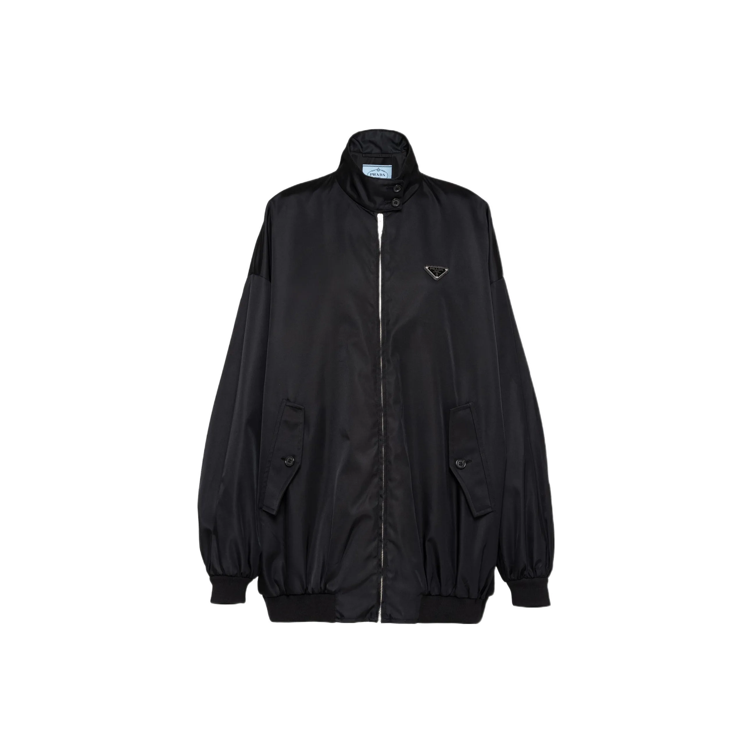 PRADA Logo Plaque Bomber Jacket Black