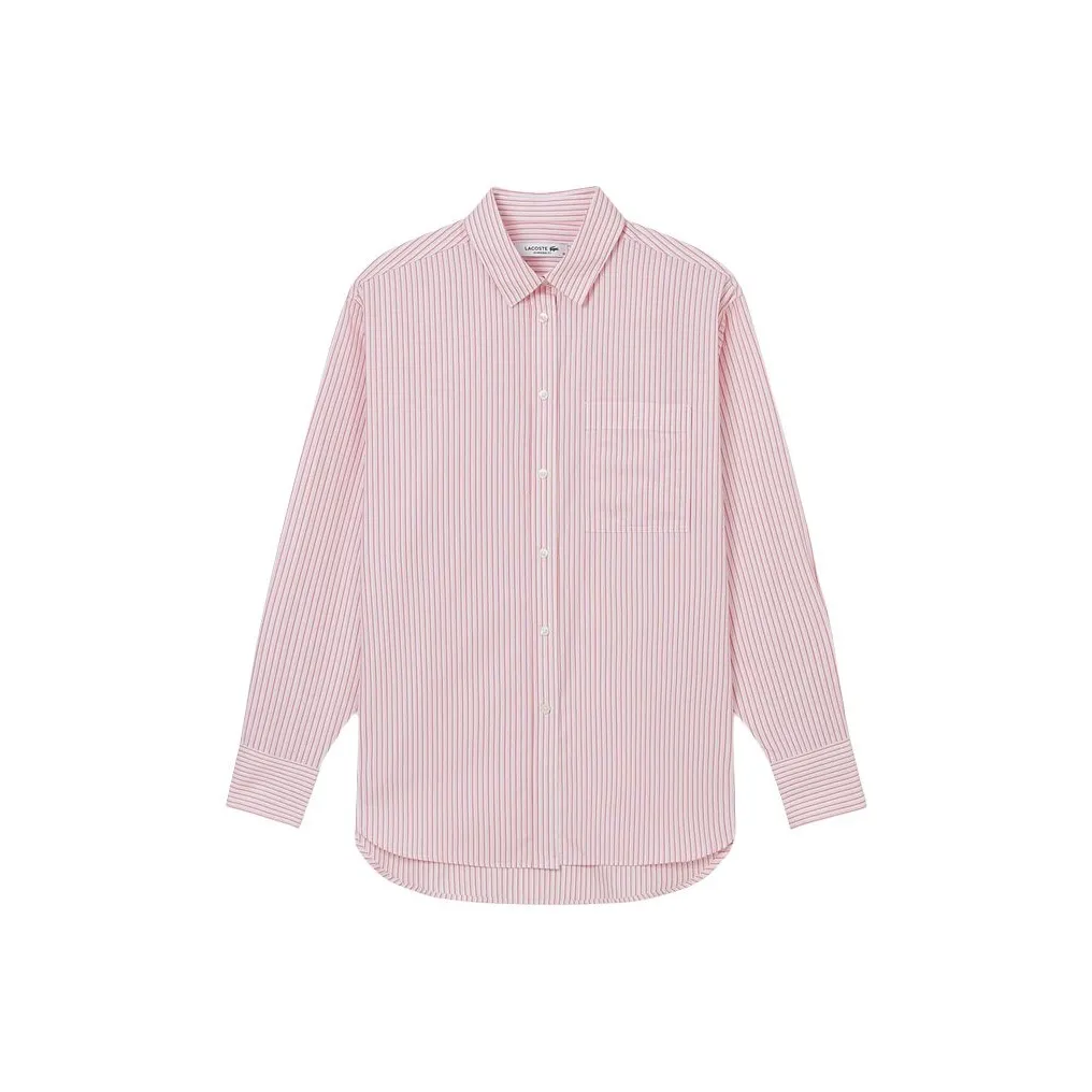 Рубашка Женская Розовая с Полосами LACOSTE Collaboration