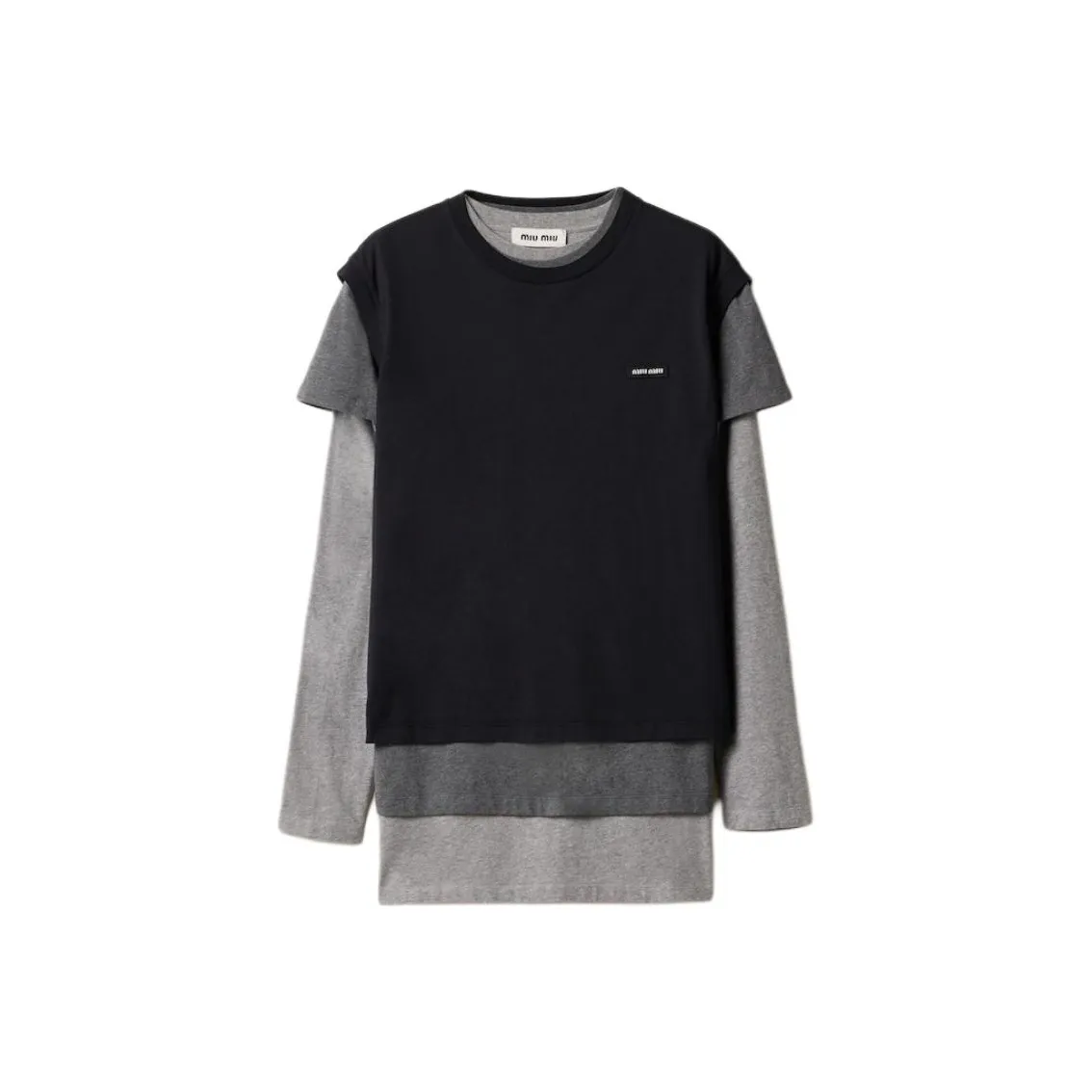 MIU MIU Drop Shoulder Sleeve T Shirt Women's Black