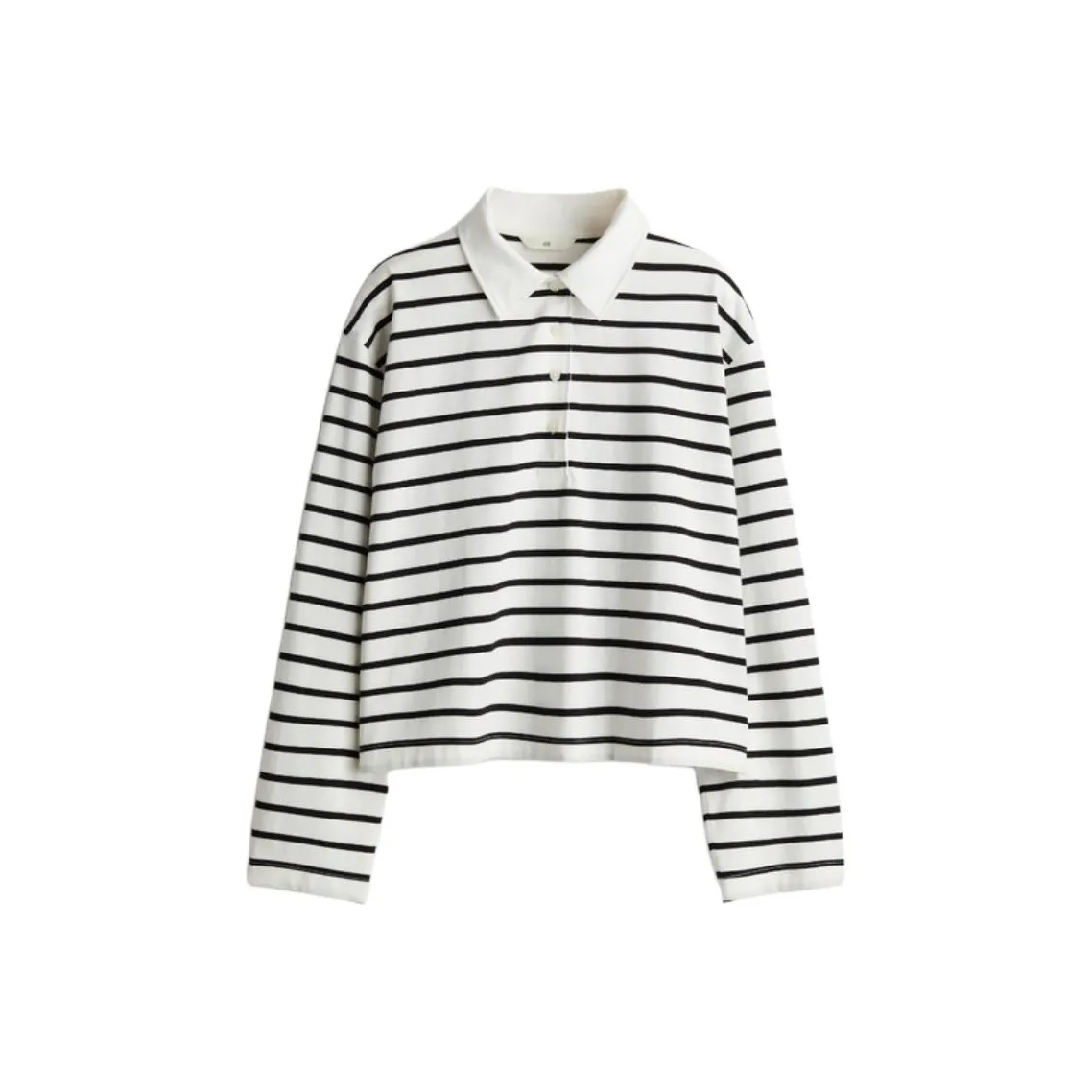 H&M Polo Shirt Women's White/Black Stripes