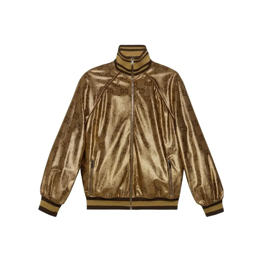 GUCCI Maxi Gg Sparkling Jersey Zip Jacket 'Camel Gold/Multicolor'